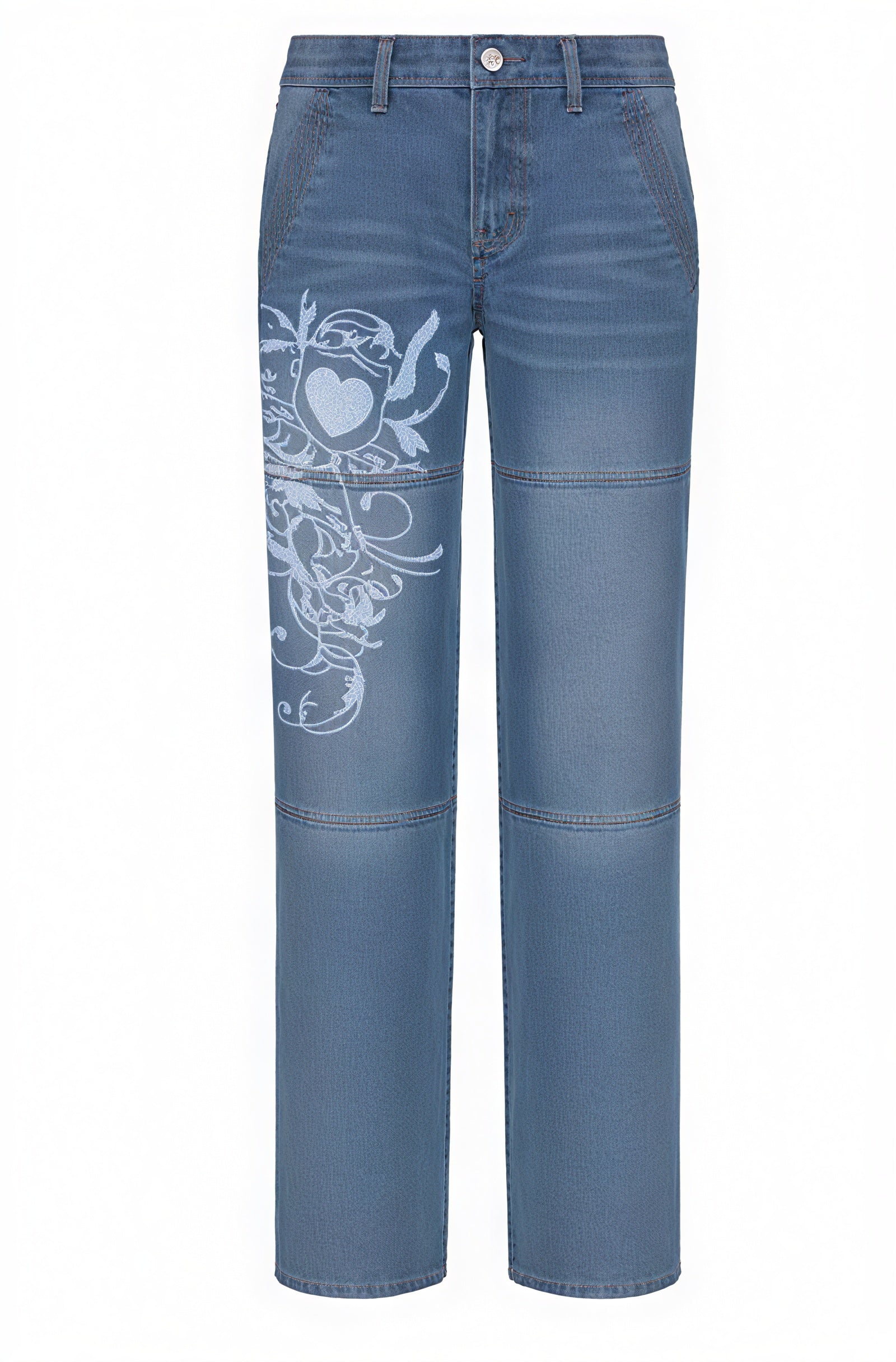 Jean Baggy Femme, Coupe Large, Motifs Floraux, Taille Haute-Pants-Marais Paris-Marais Paris