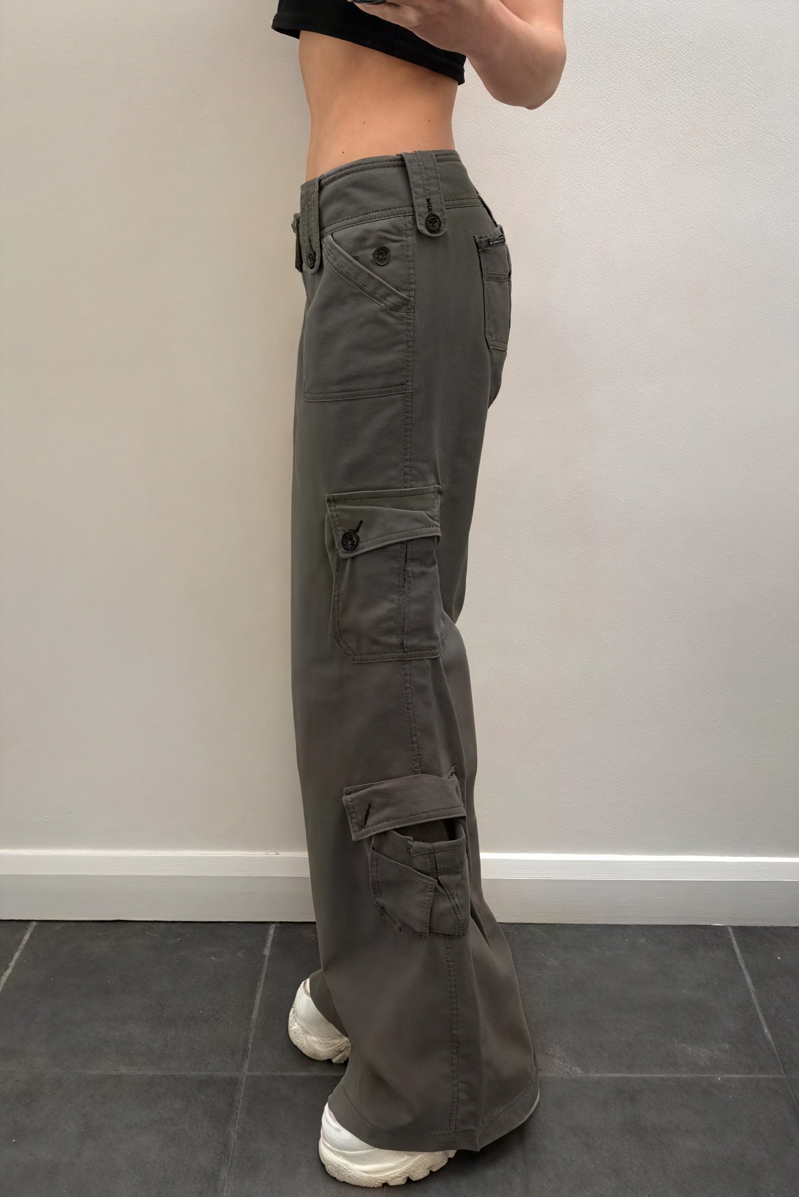 Pantalon Taille Haute Femme - Coupe Droite/Large, Poches Cargo-Pants-Marais Paris-Marais Paris
