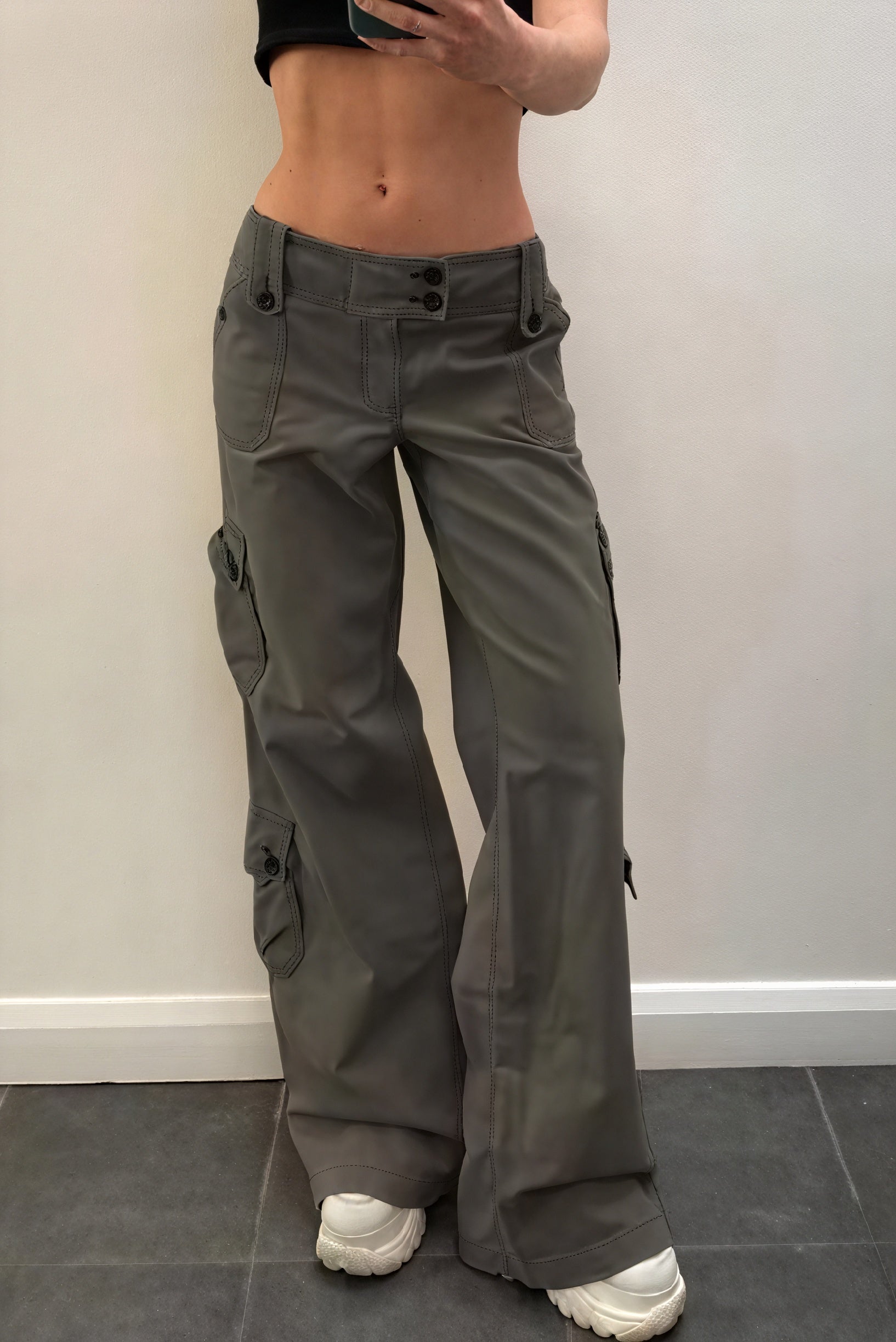 Pantalon Taille Haute Femme - Coupe Droite/Large, Poches Cargo-Pants-Marais Paris-Marais Paris