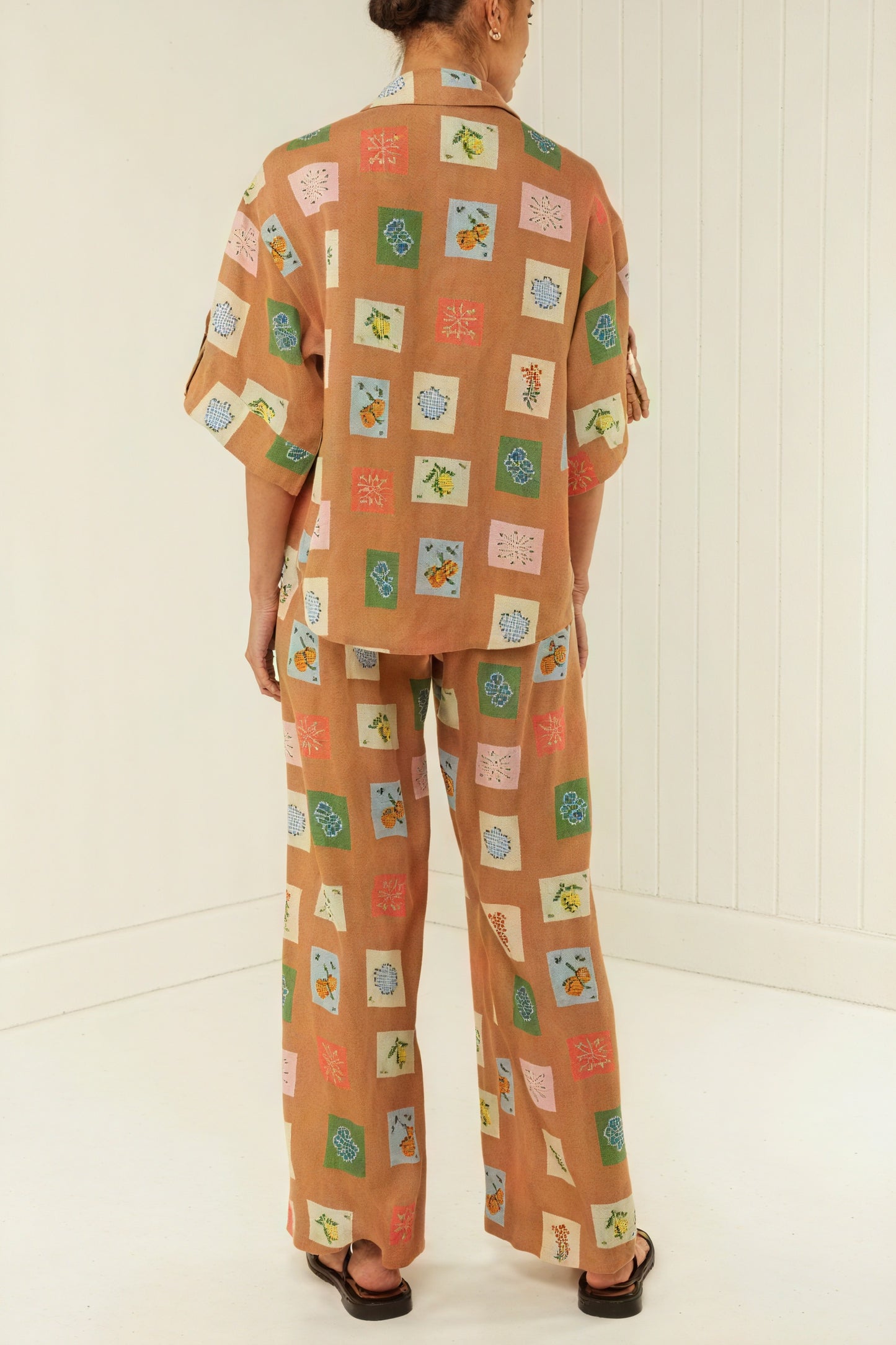 Ensemble Deux Pièces Bohème Imprimé - Pantalon Large, Chemise Manches Courtes-Sets-Marais Paris-Marais Paris