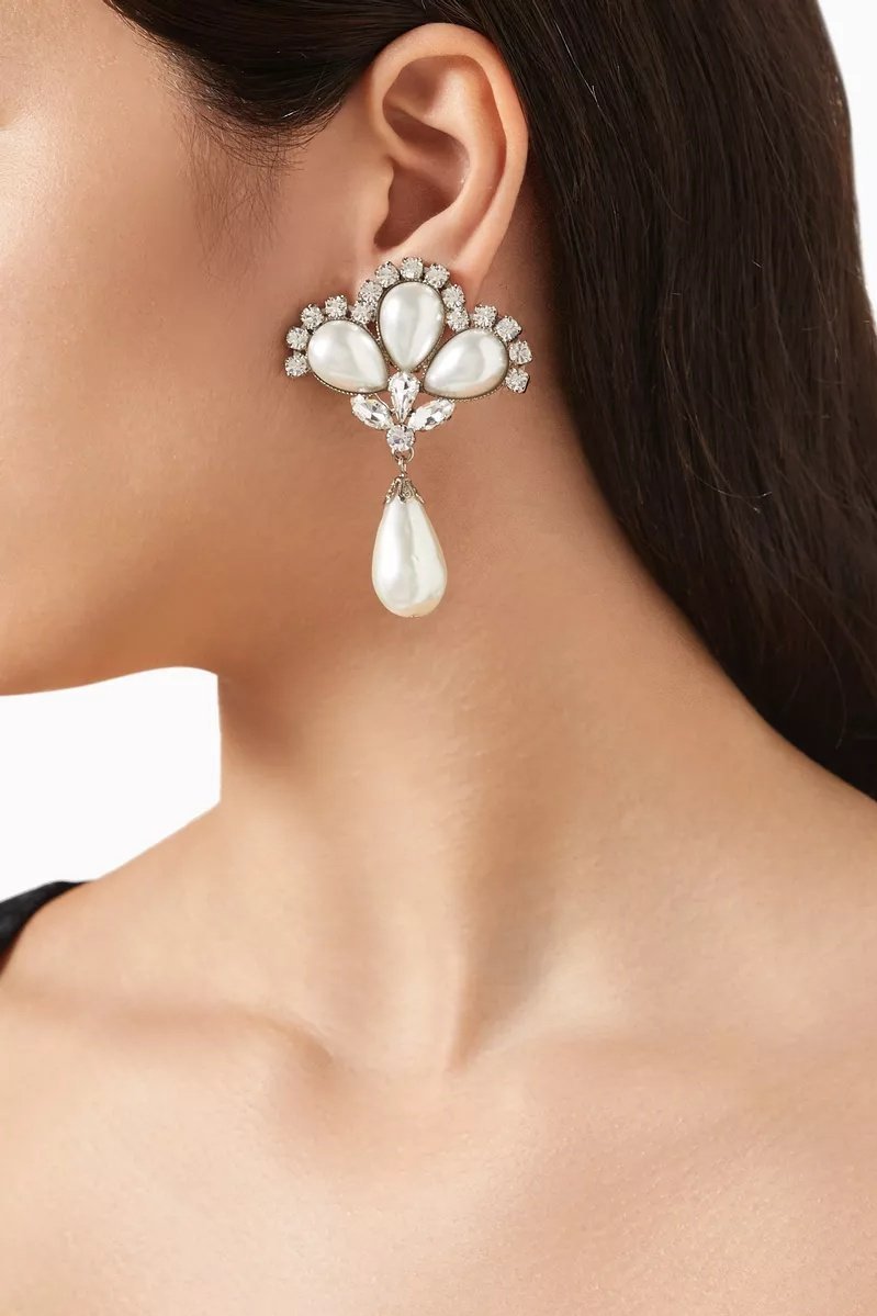 Boucles d'oreilles pendantes perle et cristal - Élégance soirée-Earrings-Marais Paris-Argent-Marais Paris