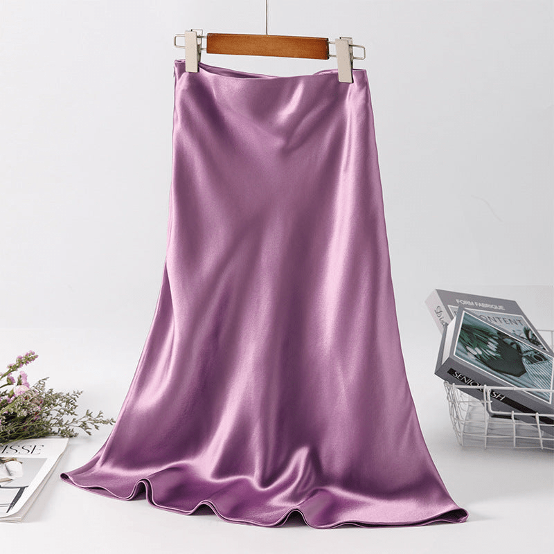Jupe Midi Élégante en Satin - Design Taille Haute-Women Skirt-Marais Paris-Violet-XS-Marais Paris