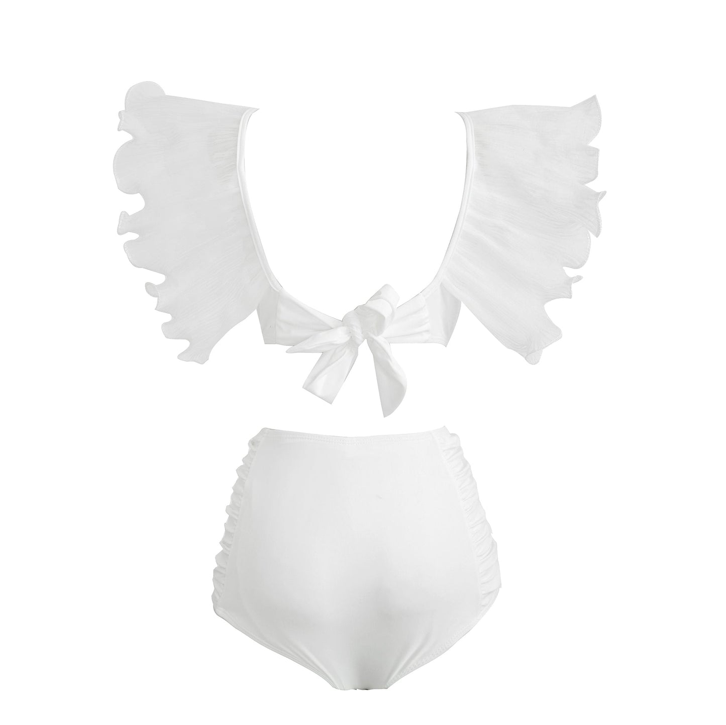 Maillot de bain chic et moderne pour femmes, taille haute, volants-Swimwear-Marais Paris-Marais Paris