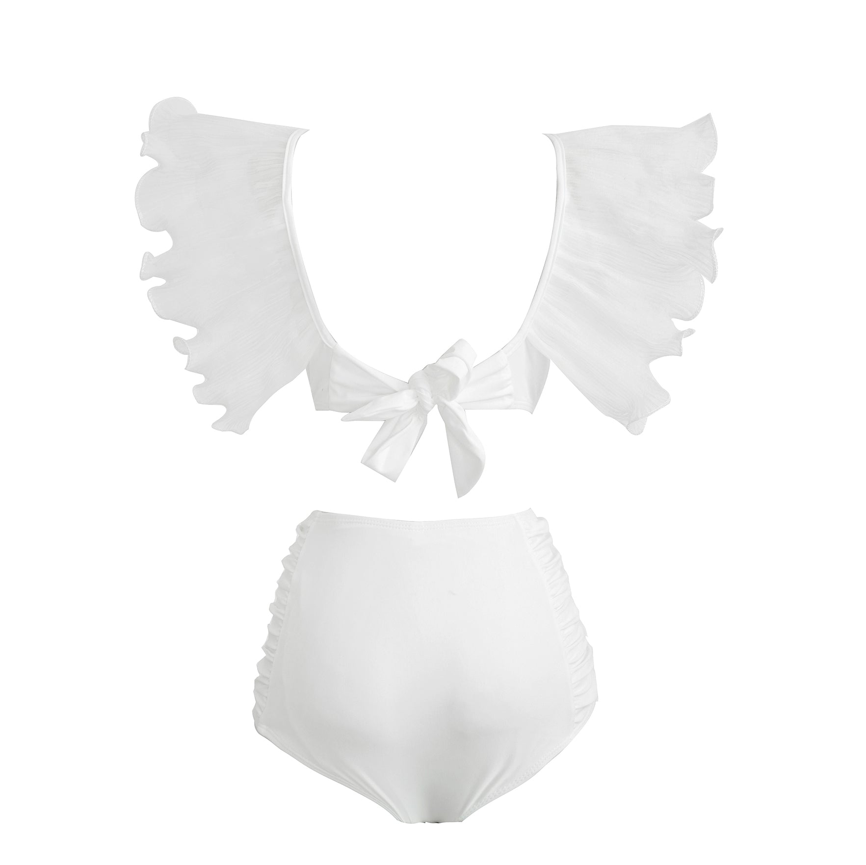 Maillot de bain chic et moderne pour femmes, taille haute, volants-Swimwear-Marais Paris-Marais Paris
