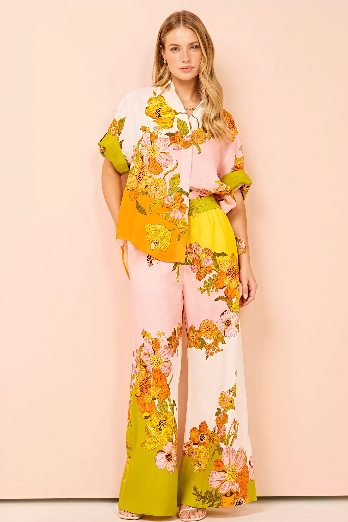 Ensemble Deux Pièces Femme – Imprimé Floral Bohème, Pantalon Large-Sets-Marais Paris-Multicolore-S-Marais Paris