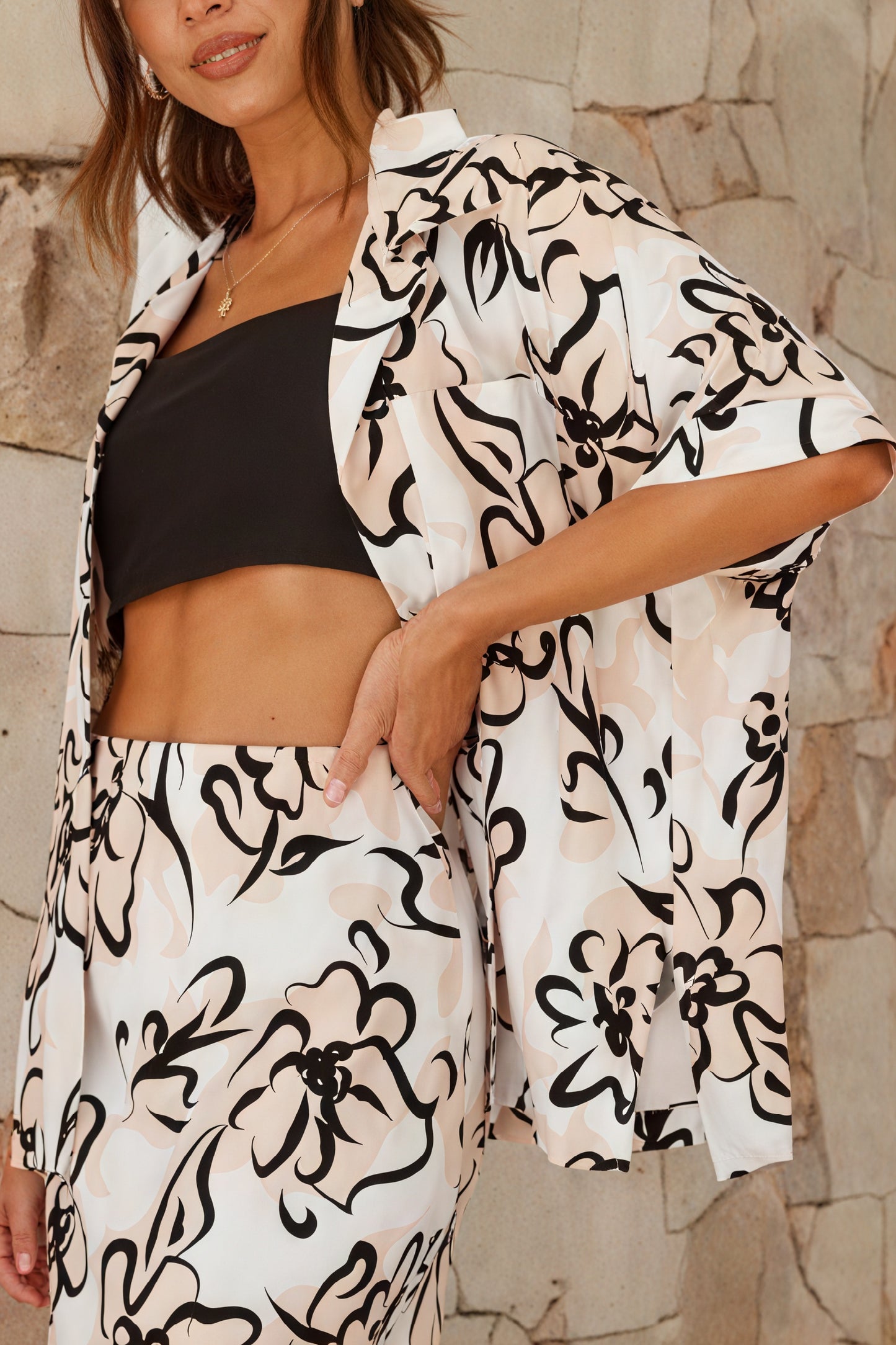 Ensemble Blazer Jupe Florale Femme - Style Bohème Chic, Jupe Midi-Sets-Marais Paris-Marais Paris