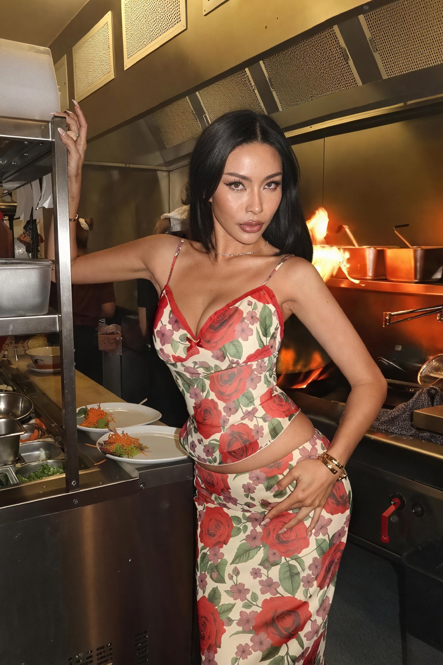 Ensemble Deux Pièces Fleuri - Camisole & Jupe Maxi Romantique-Sets-Marais Paris-Marais Paris