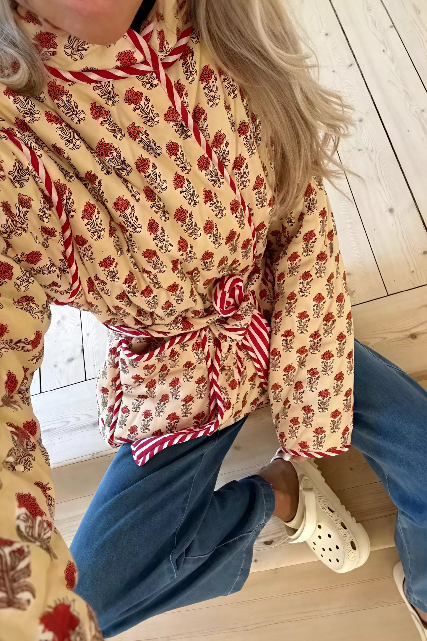 Veste Matelassée Florale Femme - Ceinture à Nouer, Réversible-Jackets-Marais Paris-Marais Paris