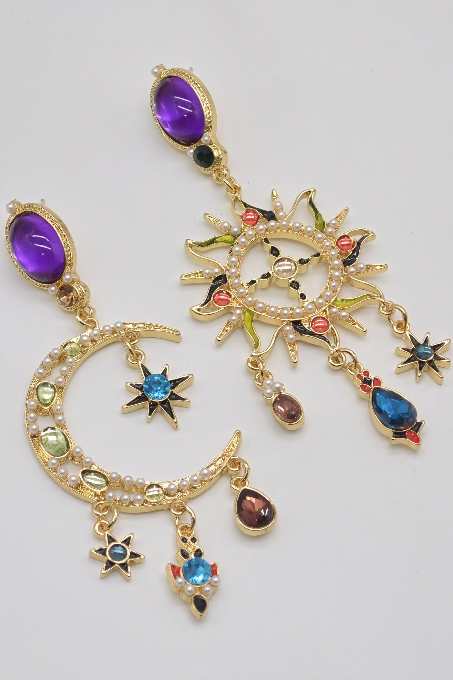 Boucles d'Oreilles Soleil Bohème - Design Gemstones, Style Bohème-Earrings-Marais Paris-Marais Paris