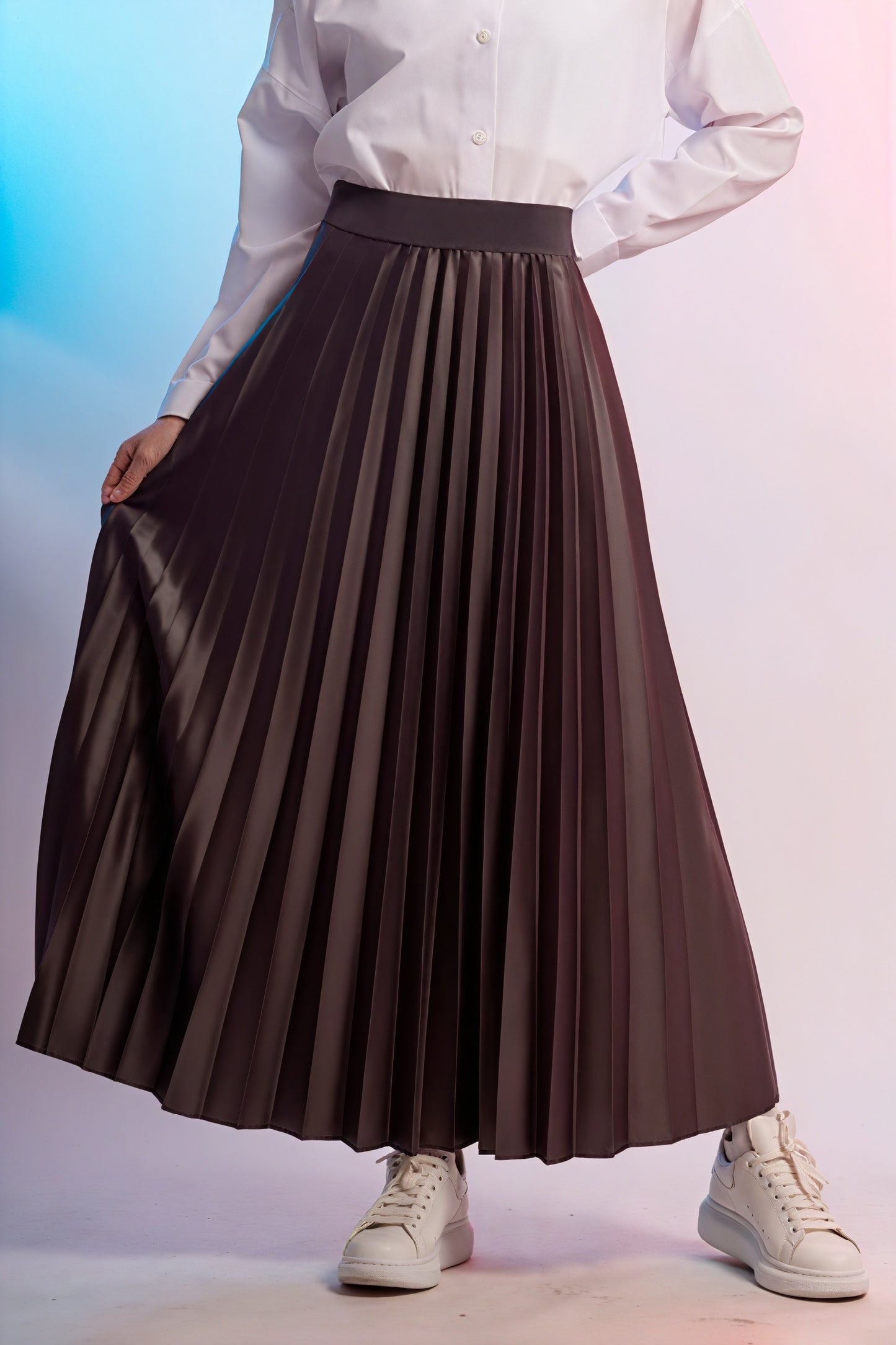 Jupe Midi Plissée - Taille Élastique, Coupe A-Line, Longueur Midi-Skirts-Marais Paris-Marais Paris
