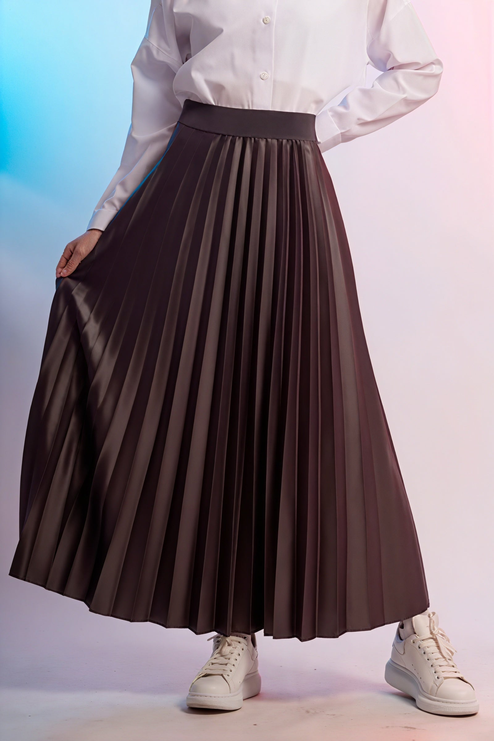 Jupe Midi Plissée - Taille Élastique, Coupe A-Line, Longueur Midi-Skirts-Marais Paris-Marais Paris