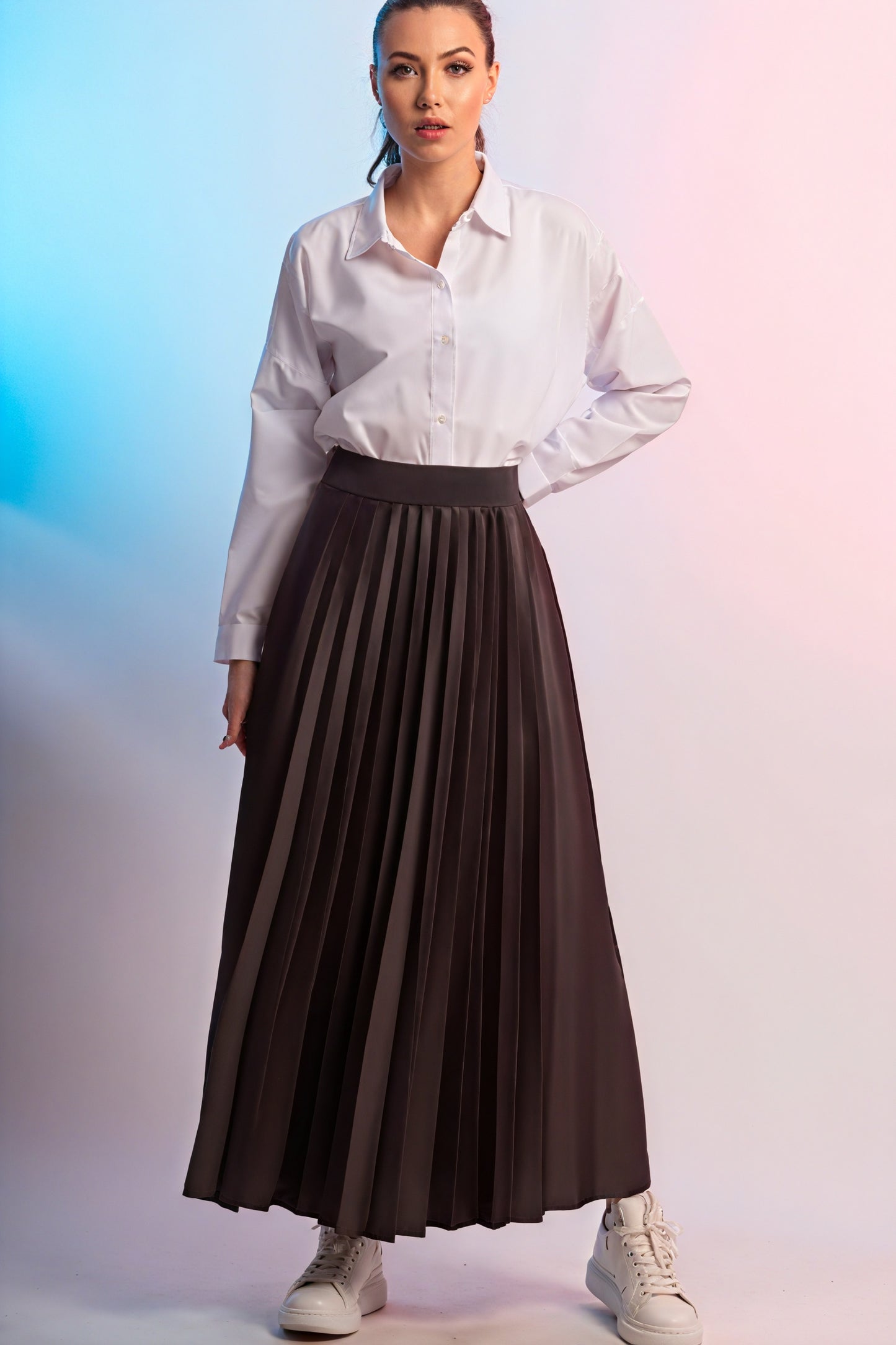 Jupe Midi Plissée - Taille Élastique, Coupe A-Line, Longueur Midi-Skirts-Marais Paris-Marais Paris
