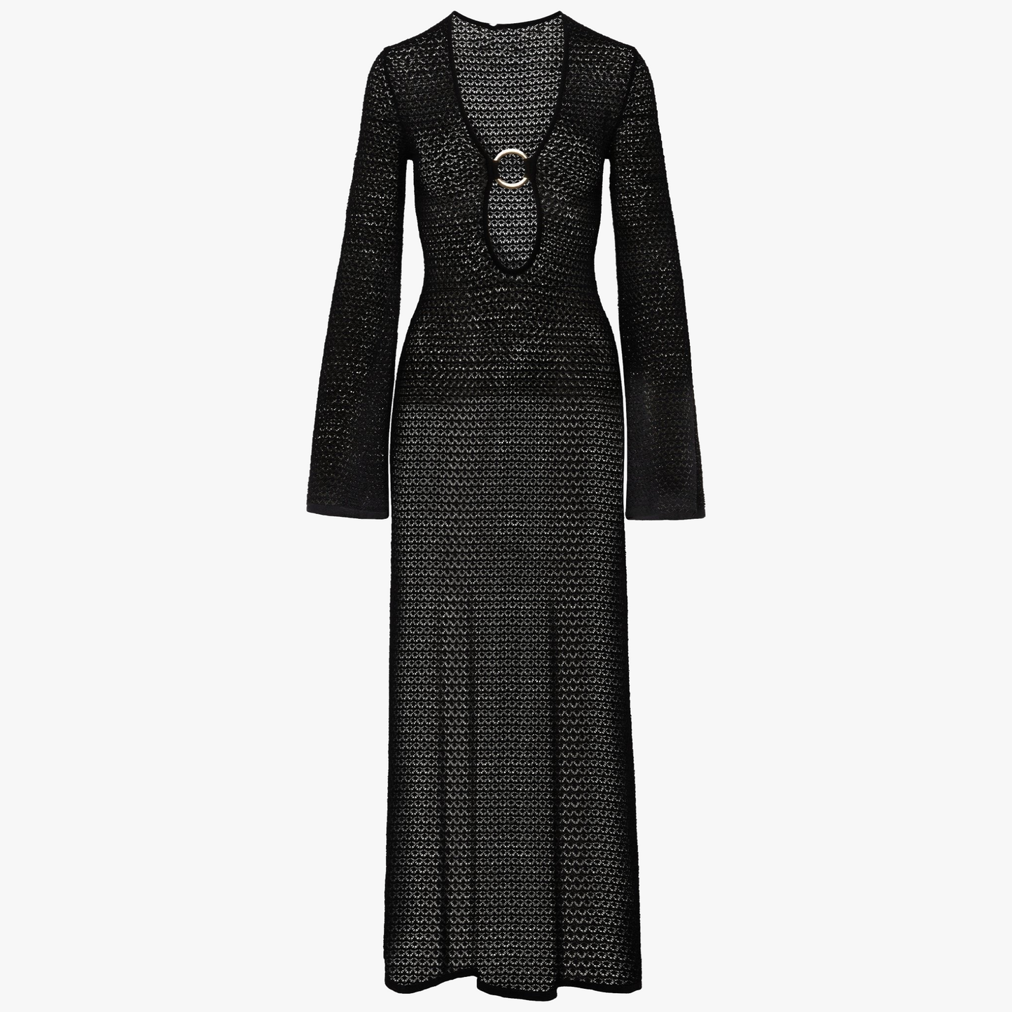 Robe Maxi Femme - Décolleté Plongeant, Manches Évasées, Fente Haute-Dresses-Marais Paris-Marais Paris