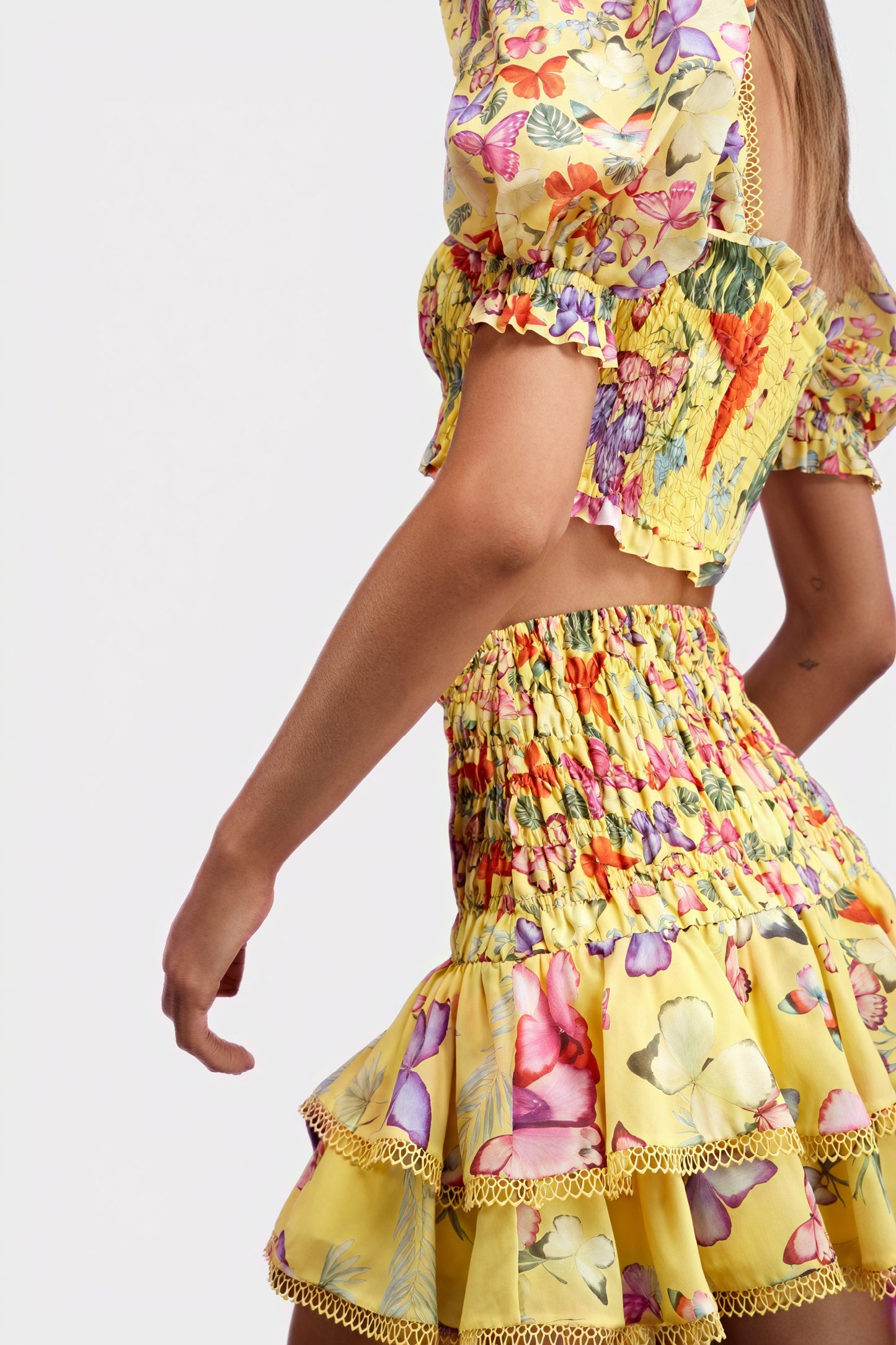 Ensemble Top et Jupe Fleuri Bohème - Manches Bouffantes, Volants-Sets-Marais Paris-Marais Paris