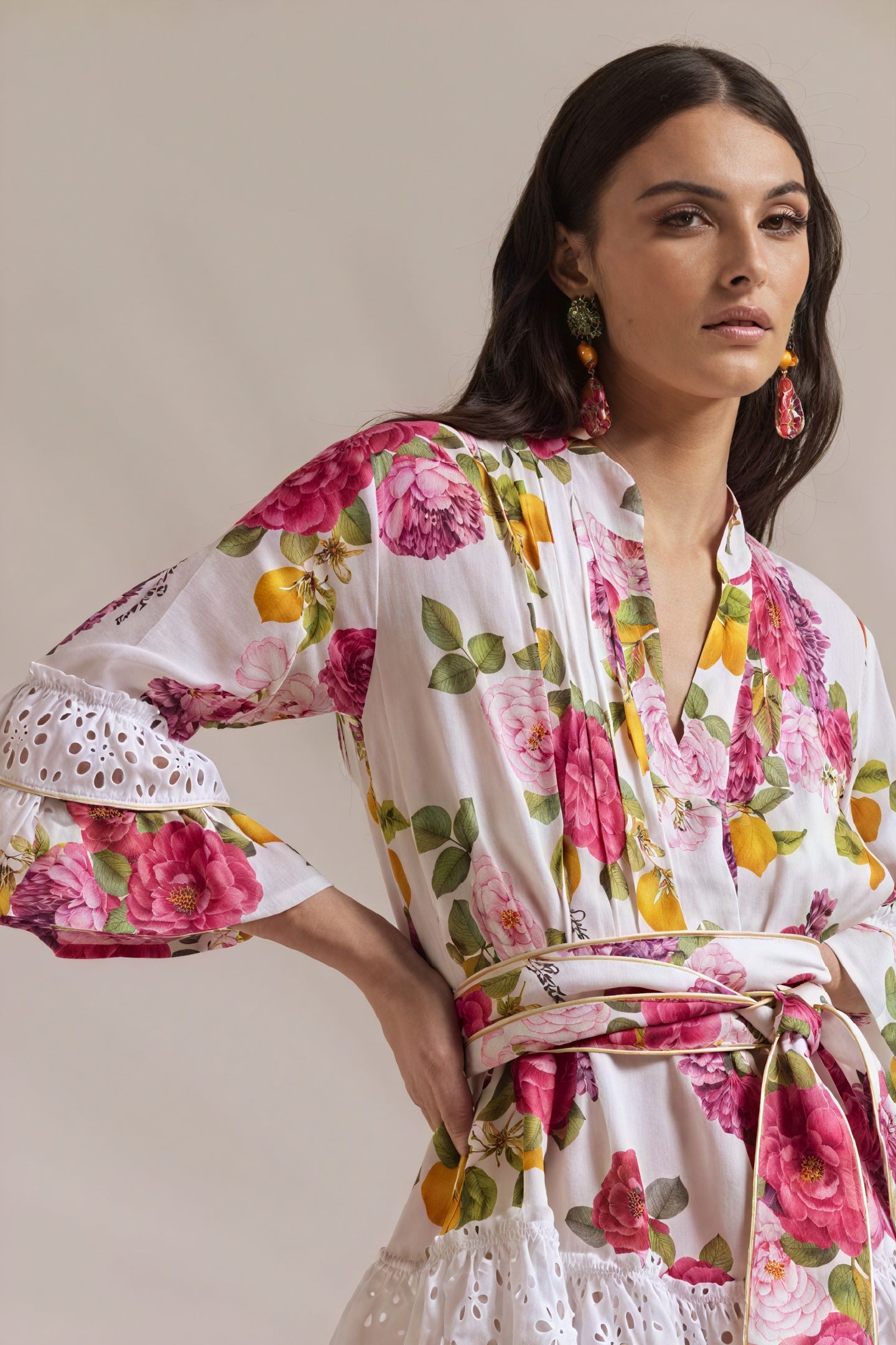 Robe Courte Fleurie Style Bohème - Coupe Cache-Cœur, Volants-Dresses-Marais Paris-Marais Paris