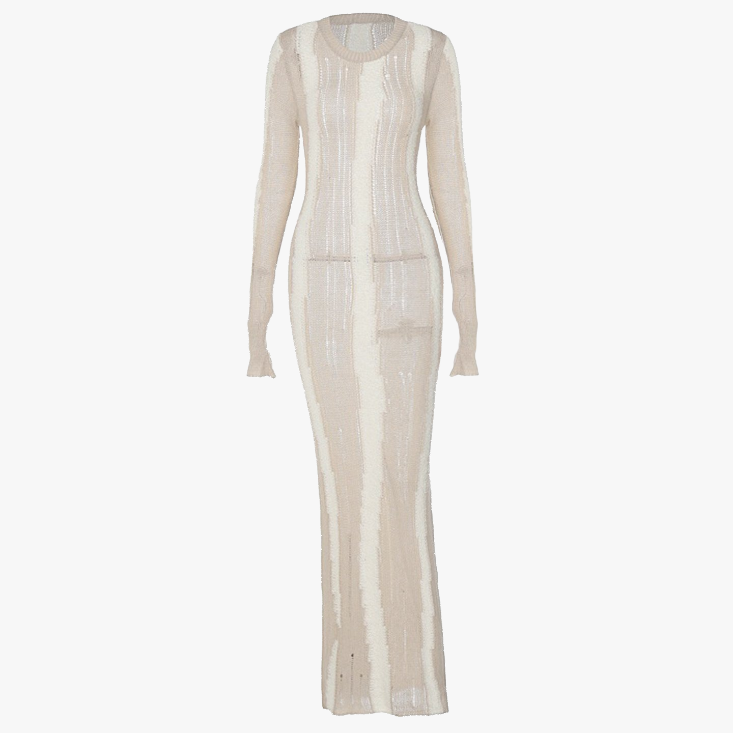 Robe Longue Femme – Maille Côtelée, Détails Perforés, Coupe Fluide-Dresses-Marais Paris-Marais Paris