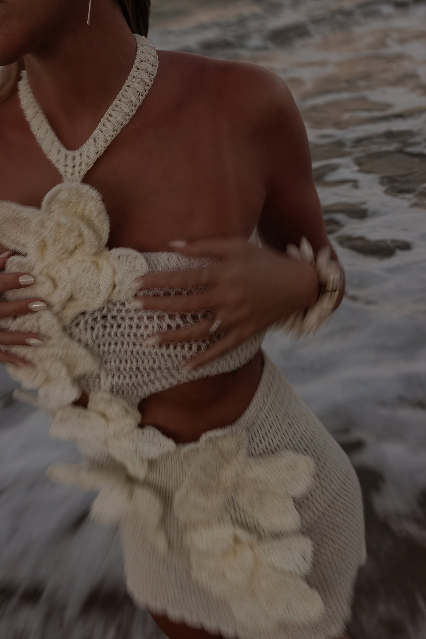 Robe Crochetée Bohème - Ensemble Deux Pièces, Appliqués Florales-Dresses-Marais Paris-Marais Paris