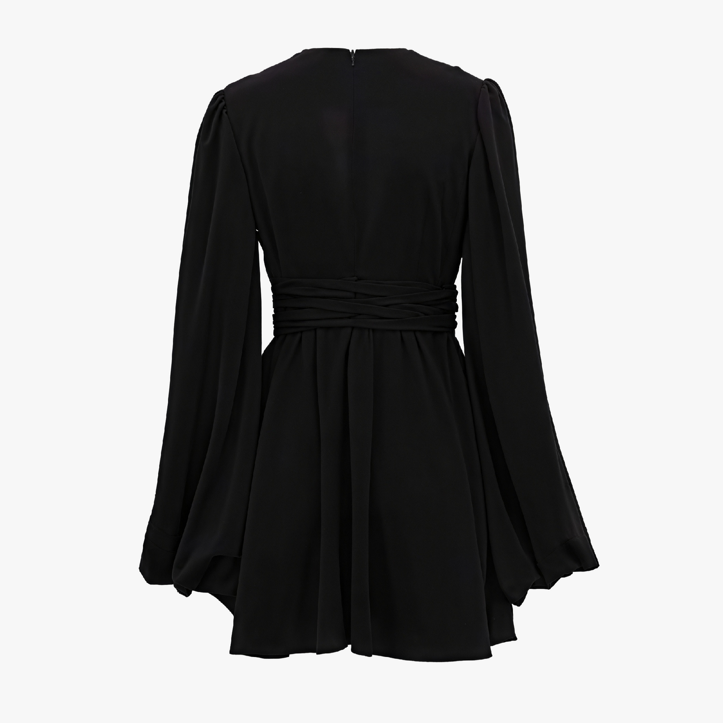 Robe Fluide Manches Ballons, Encolure V, Taille Définie-Dresses-Marais Paris-Marais Paris