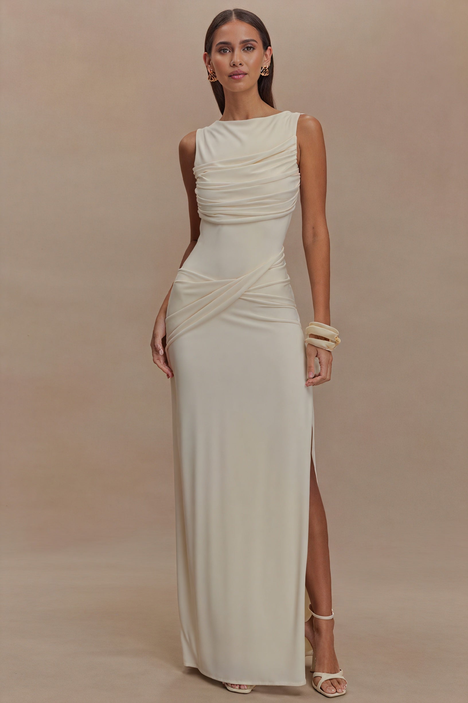 Robe Longue Femme - Coupe Ajustée, Détails Élégants, Silhouette Sculptée-Midi Dresses-Marais Paris-Blanc-S-Marais Paris