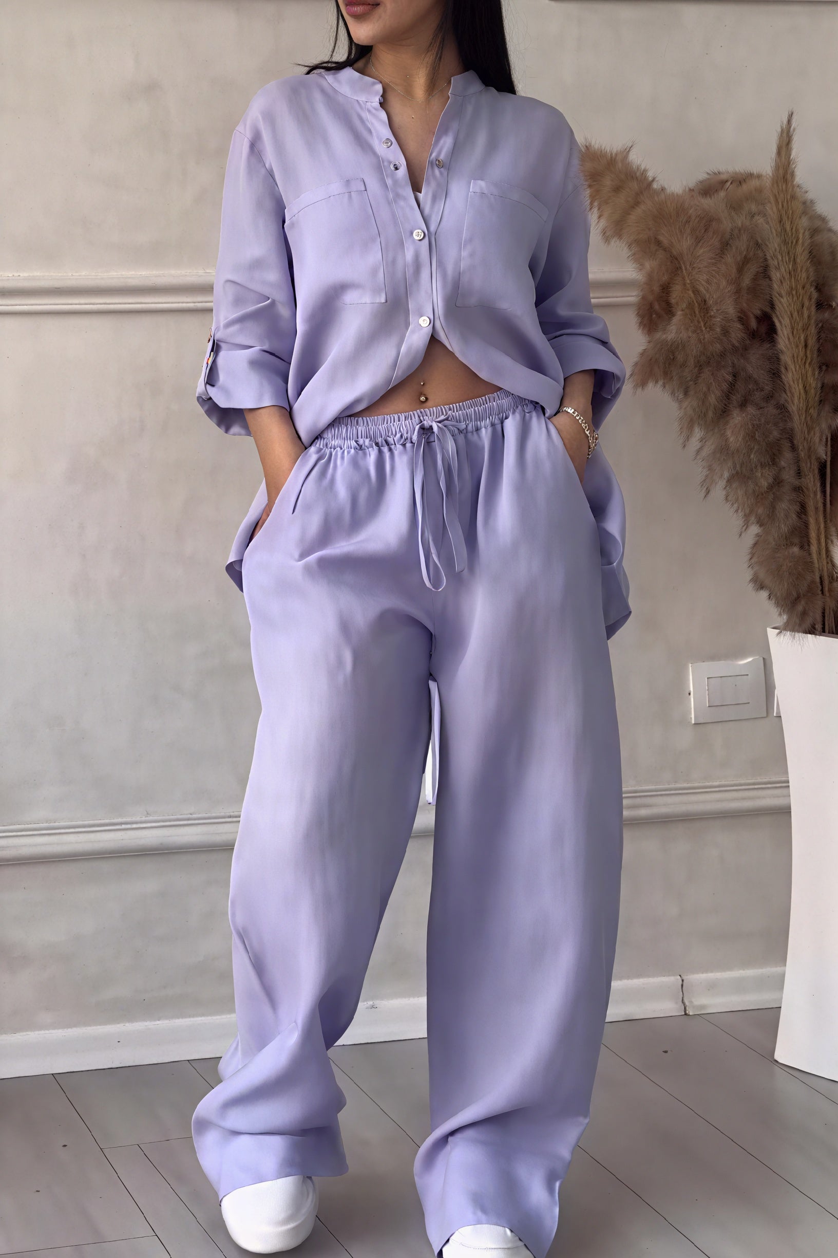 Ensemble Coordonné Chemise et Pantalon Ample – Confort et Style-Outfit Sets-Marais Paris-Violet-S-Marais Paris