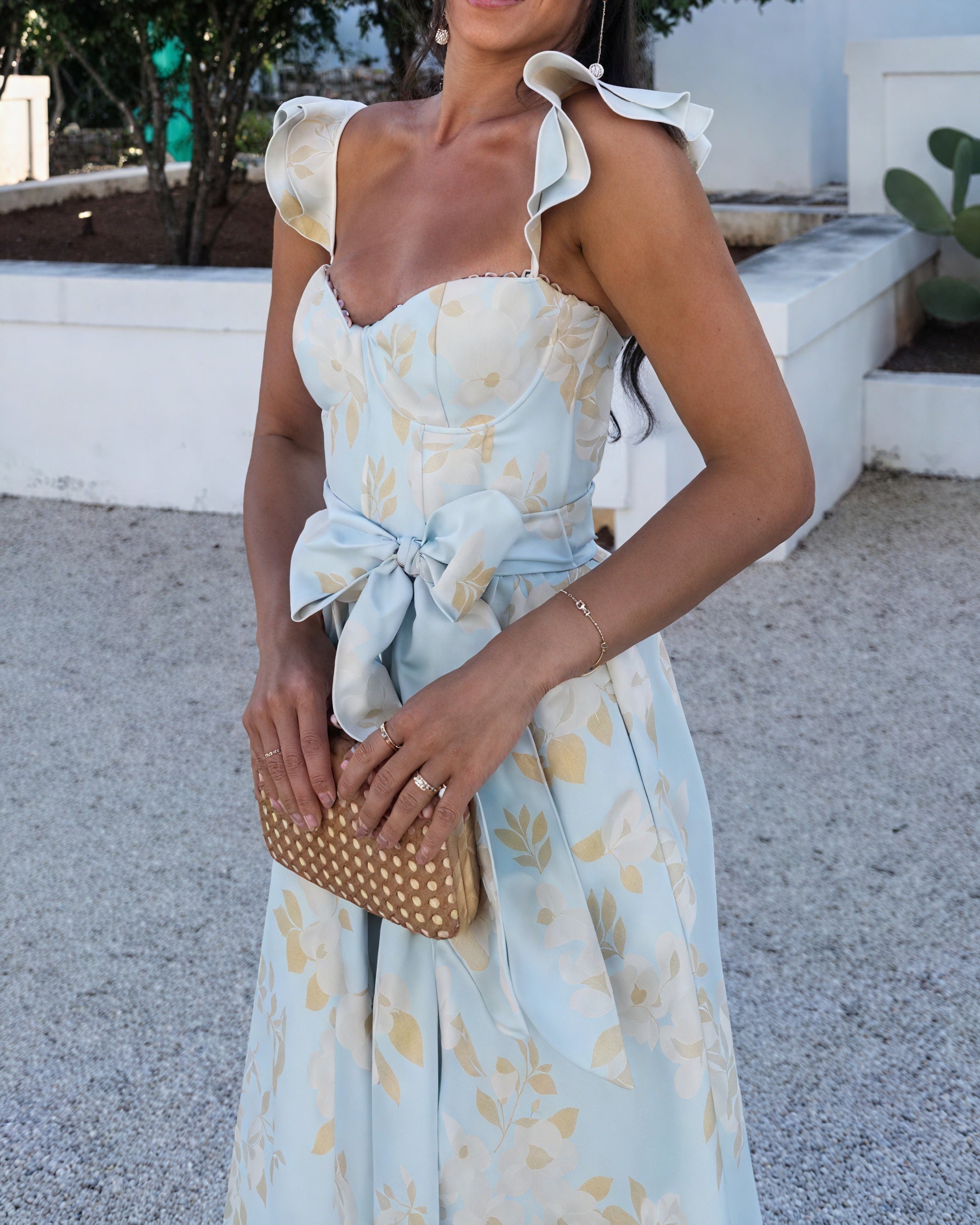 Robe Midi Fleurie Femme Sans Manches – Nœud Taille, Fente Avant, Élégante-81250-a2971ae0-ffd1-48d0-838c-d810e960e3c9