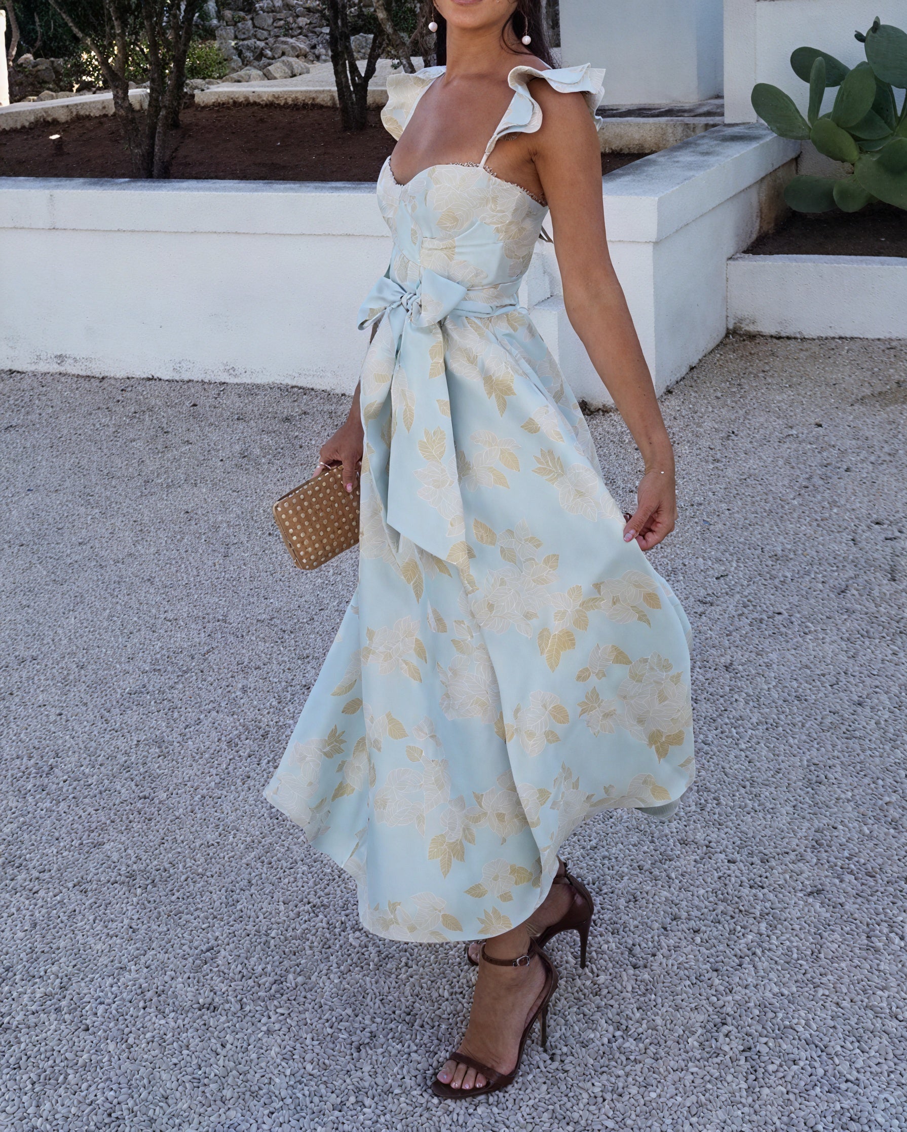 Robe Midi Fleurie Femme Sans Manches – Nœud Taille, Fente Avant, Élégante-81250-00e60505-a83d-4b81-825d-fa03530a32de