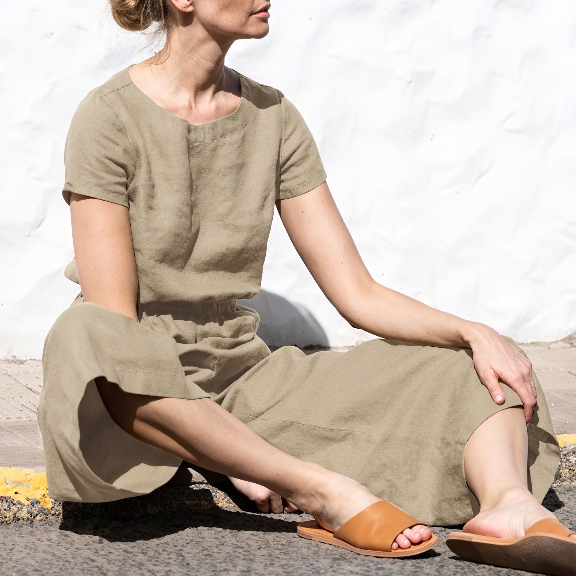 Combi-Pantalon Femme Coupe Ample, Taille Élastique, Poches Latérales-Marais Paris-Marais Paris