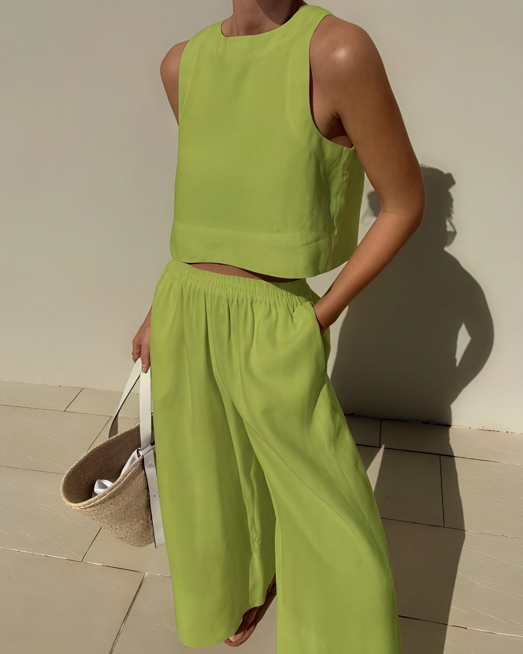 Top & Pantalon Ensemble - Chic, Confortable, Minimaliste-Pants-Marais Paris-Vert-S-Marais Paris