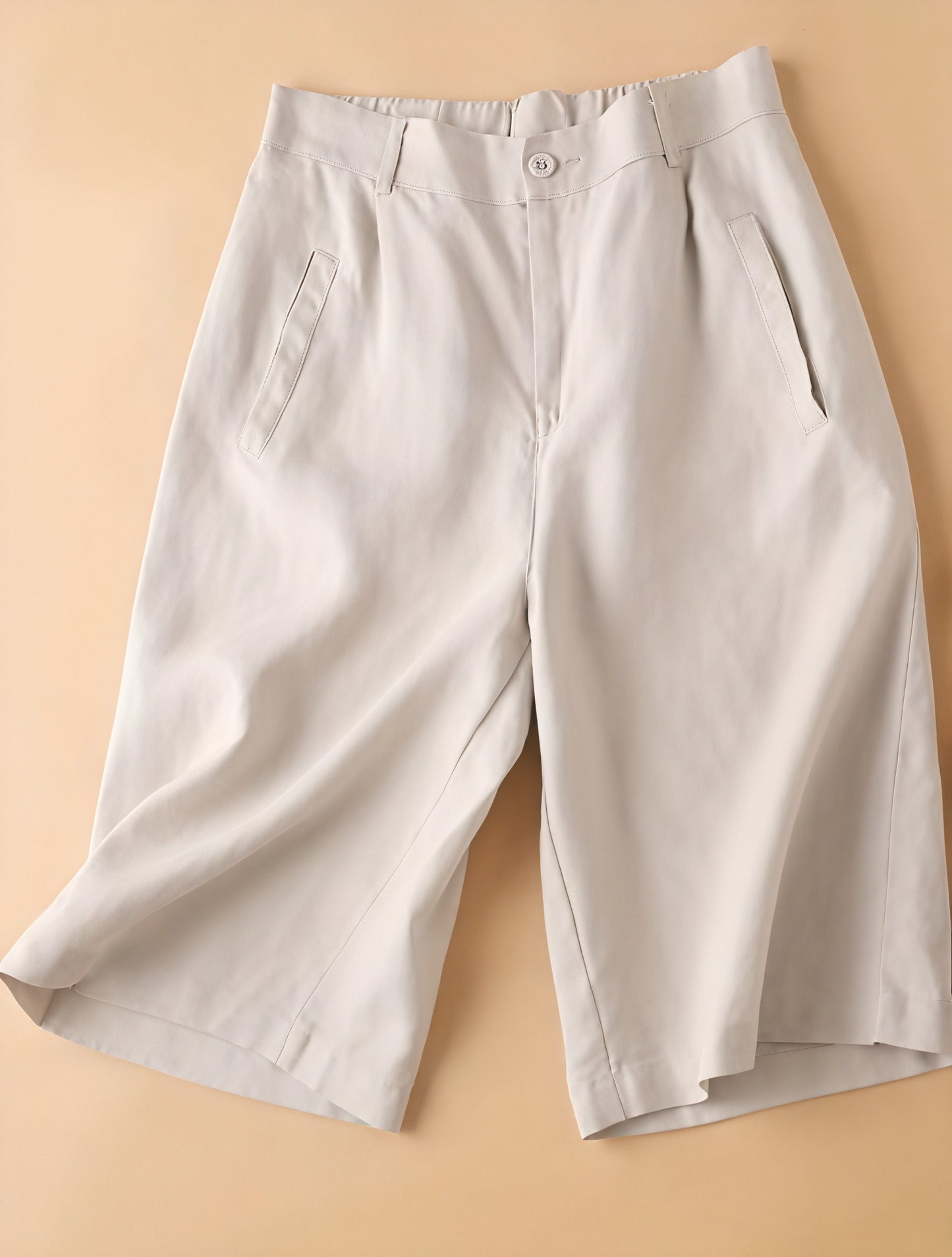 Culottes Tailleur Femme, Jambes Larges, Taille Haute, Poches Latérales-Marais Paris-Beige-XS-Marais Paris