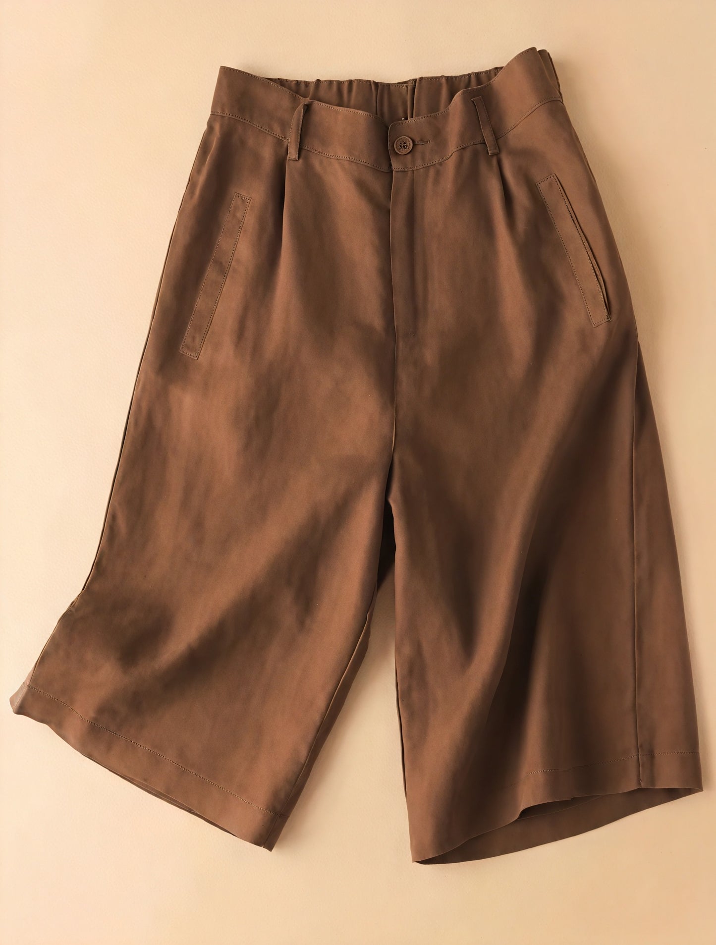 Culottes Tailleur Femme, Jambes Larges, Taille Haute, Poches Latérales-Marais Paris-Café-XS-Marais Paris