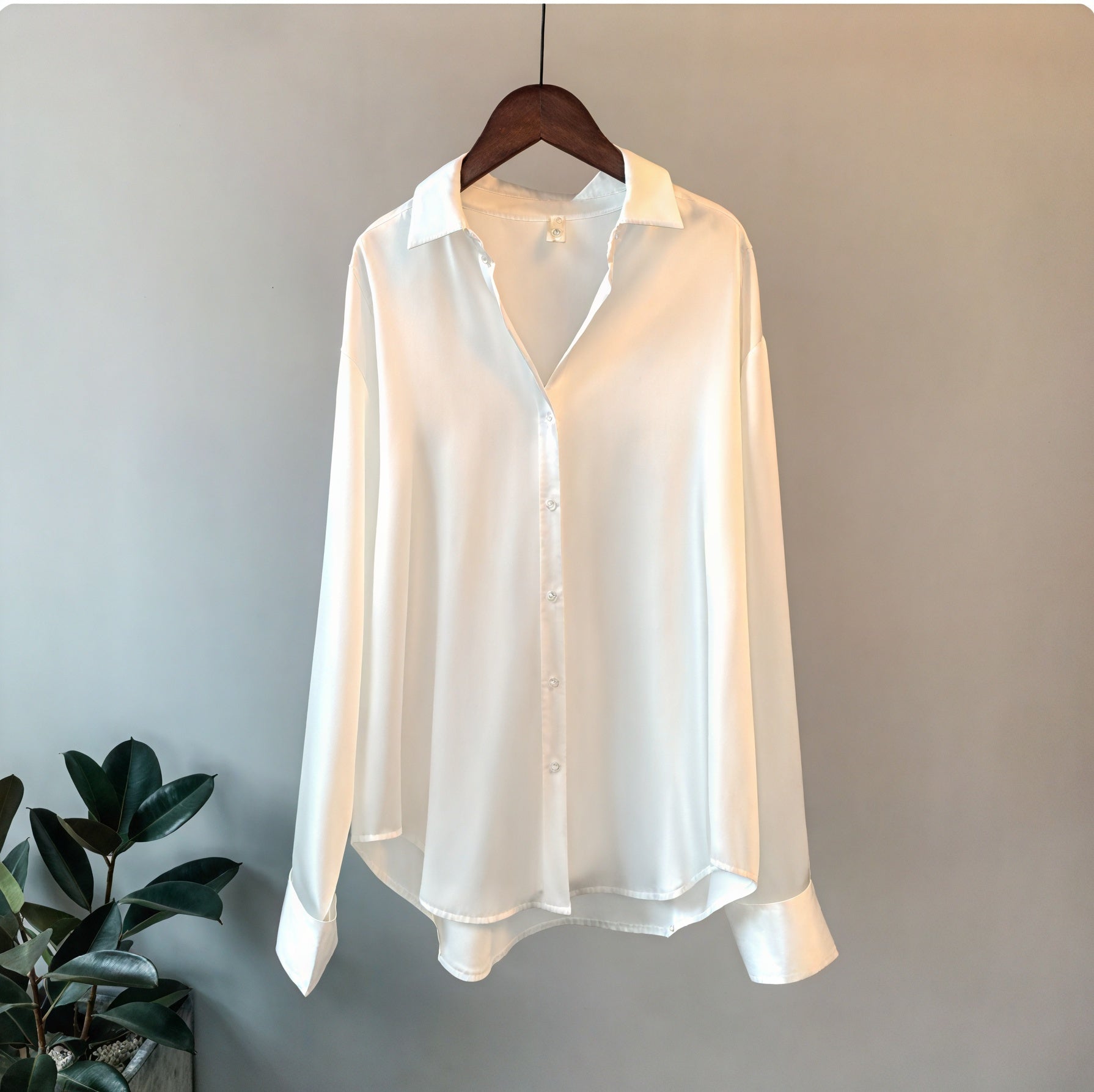 Chemise Boutonnée Femme - Manches Longues, Coupe Fluide-Shirts & Tops-Marais Paris-Blanc Cassé-S-Marais Paris