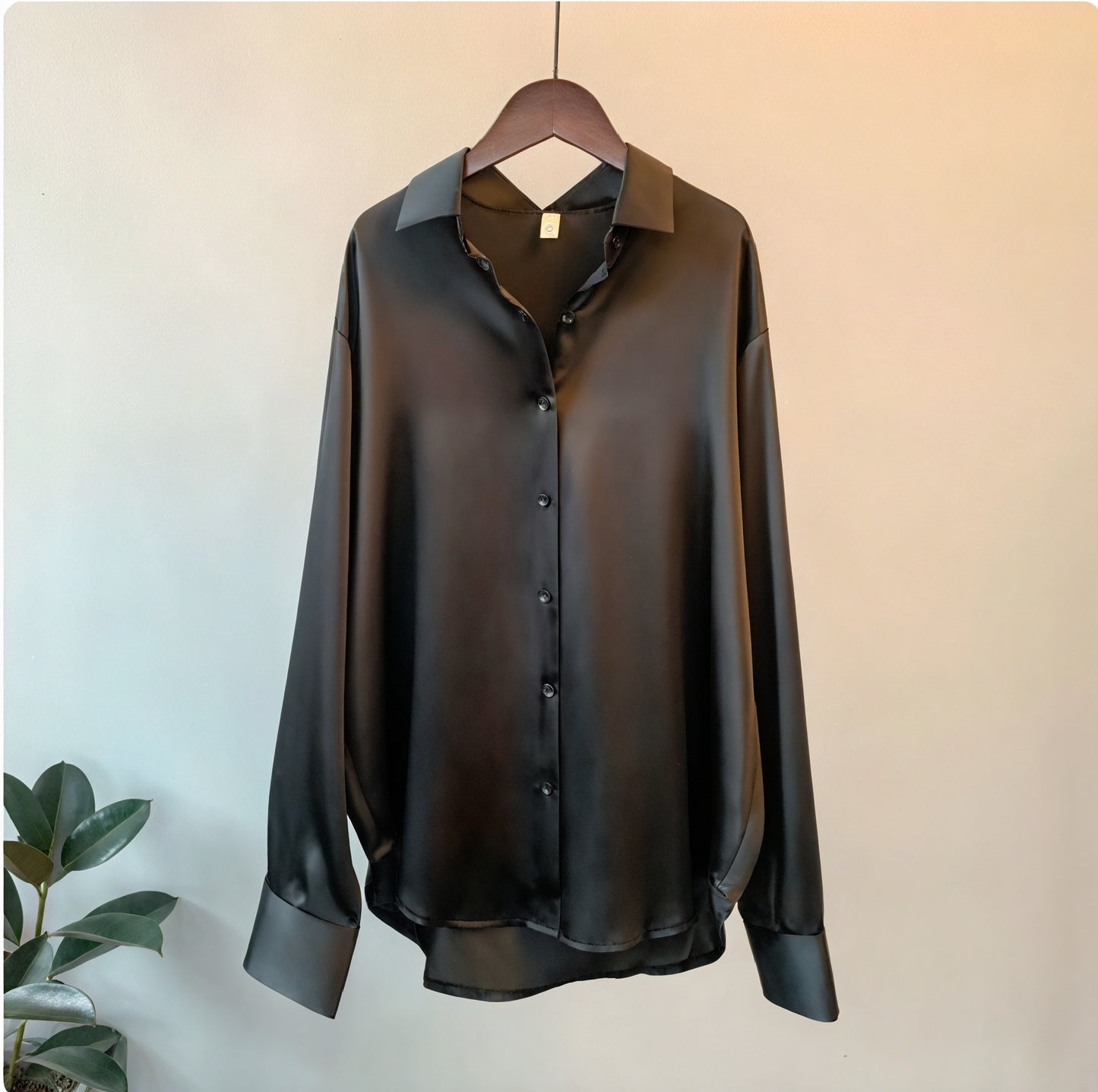 Chemise Boutonnée Femme - Manches Longues, Coupe Fluide-Shirts & Tops-Marais Paris-Noir-S-Marais Paris