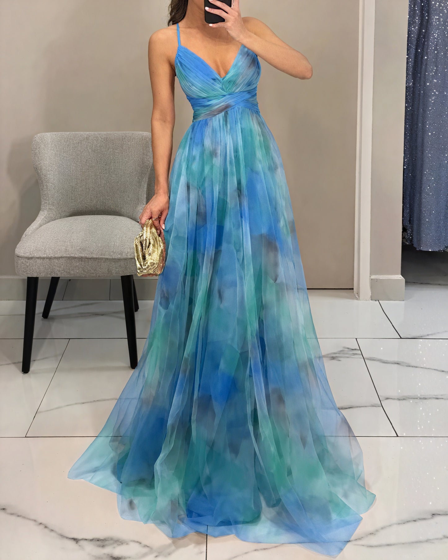 Robe Longue Imprimée Fluide Élégante Soirée Gala-Marais Paris-Marais Paris