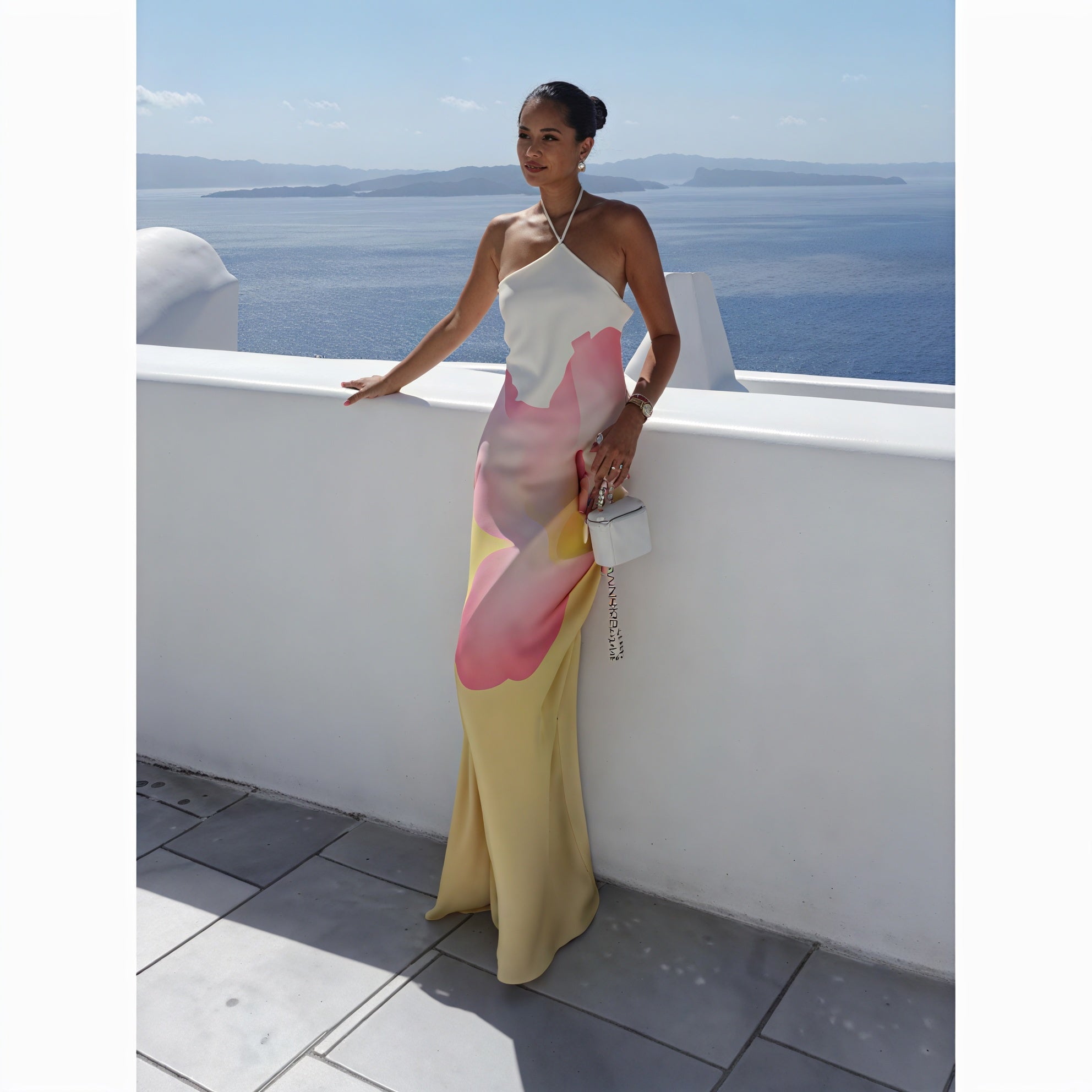 Robe Maxi Femme – Imprimée Asymétrique, Col Halter, Sans Manches-83229-997b5f3a-b6a6-456e-adbf-580426701315