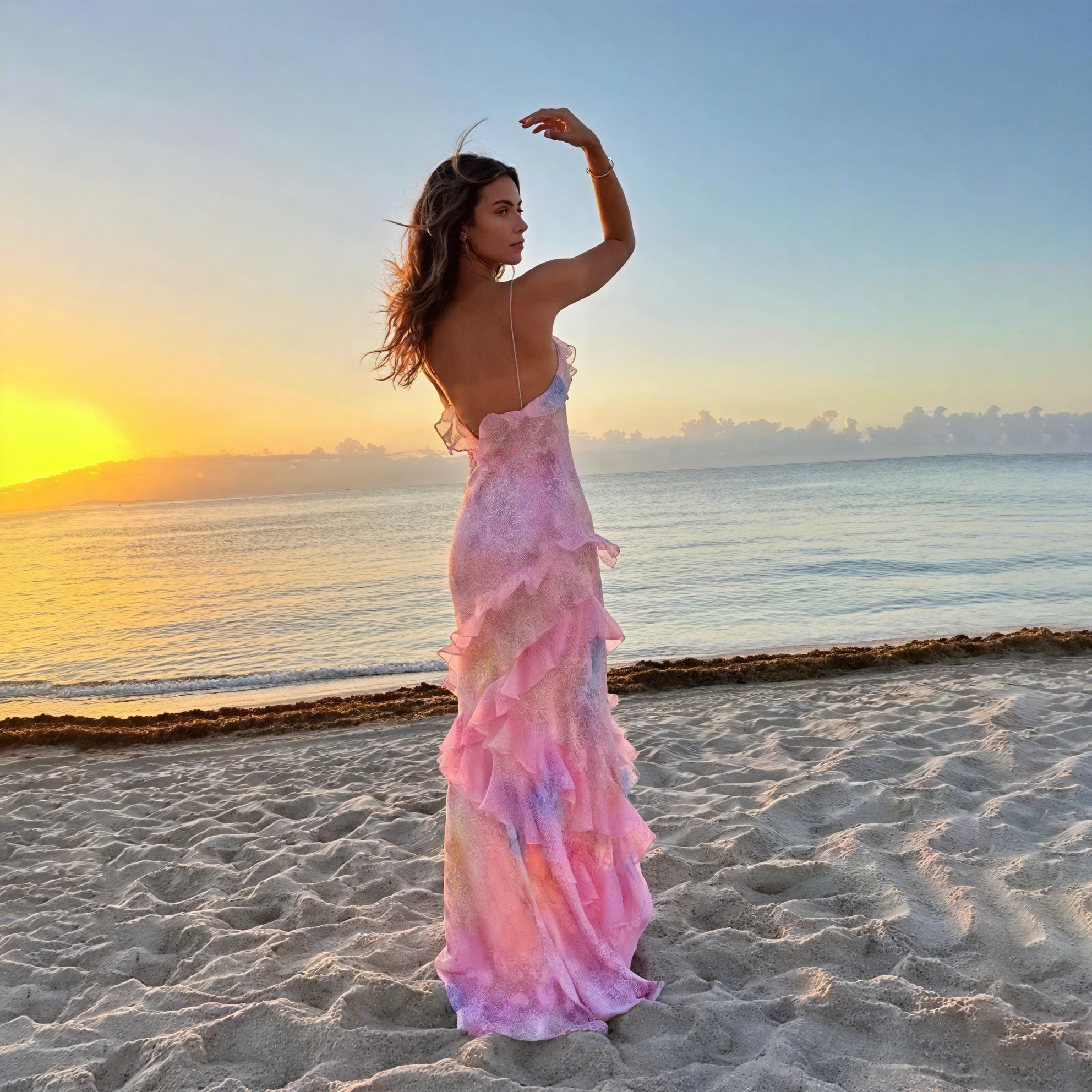 Marais Paris Robe Fluide Femme – Sans Manches, Bretelles Fines, Volants-83280-901d5f02-4cc7-4b2e-8835-73bc7a3047e7