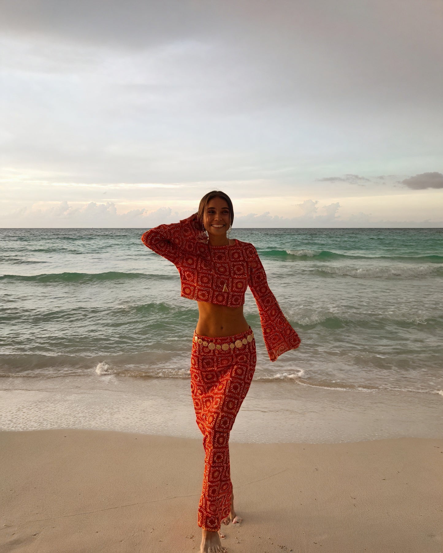 Ensemble Deux Pièces Femme – Crochet Bicolore, Haut Court Manches Longues, Taille Haute, Style Bohème, Marais Paris-83575-b156363d-2fd4-4f99-8f16-c89abd89364d