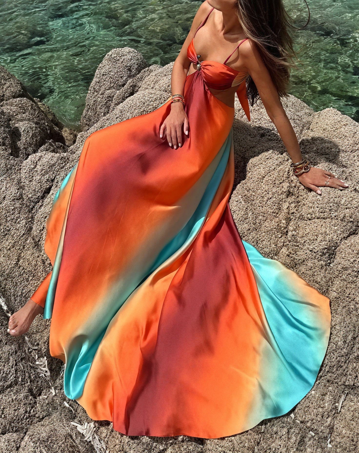 Women's Satin Ombre Cut-out Spaghetti Strap Dress-83593-420e9017-6098-418b-a4e6-081025ae16b5