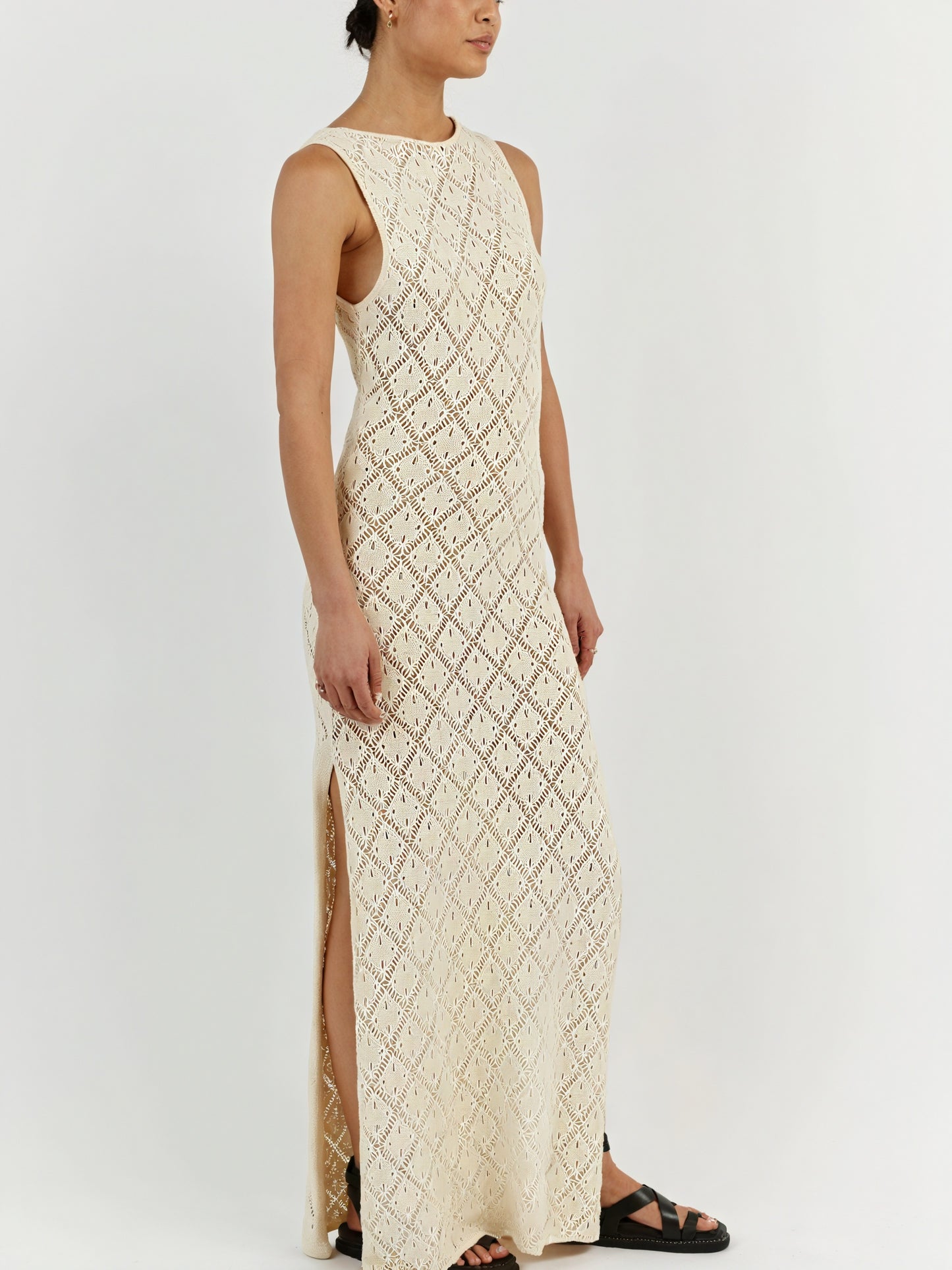 Robe Longue Femme Sans Manches Tricot Ouvert Maxi, Style Décontracté-83712-ec37fc37-321f-4c13-9fbf-889d822c6161