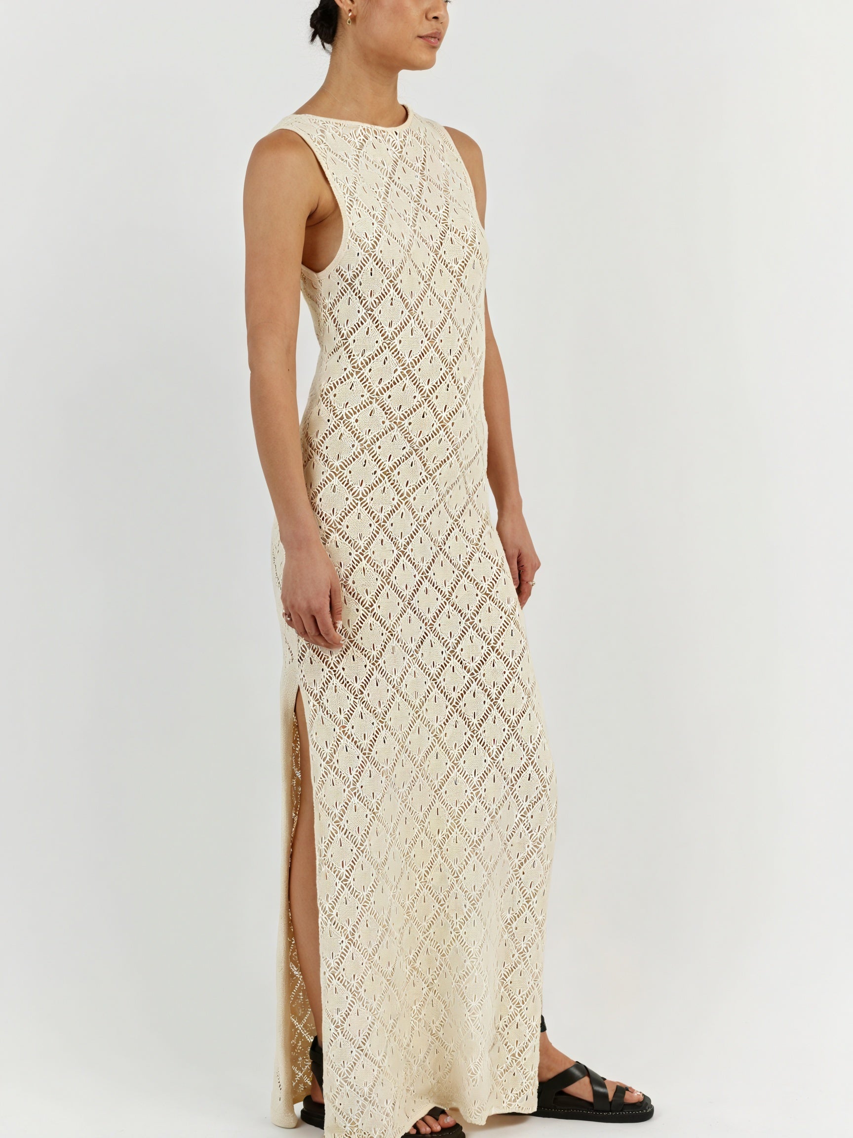 Robe Longue Femme Sans Manches Tricot Ouvert Maxi, Style Décontracté-83712-ec37fc37-321f-4c13-9fbf-889d822c6161