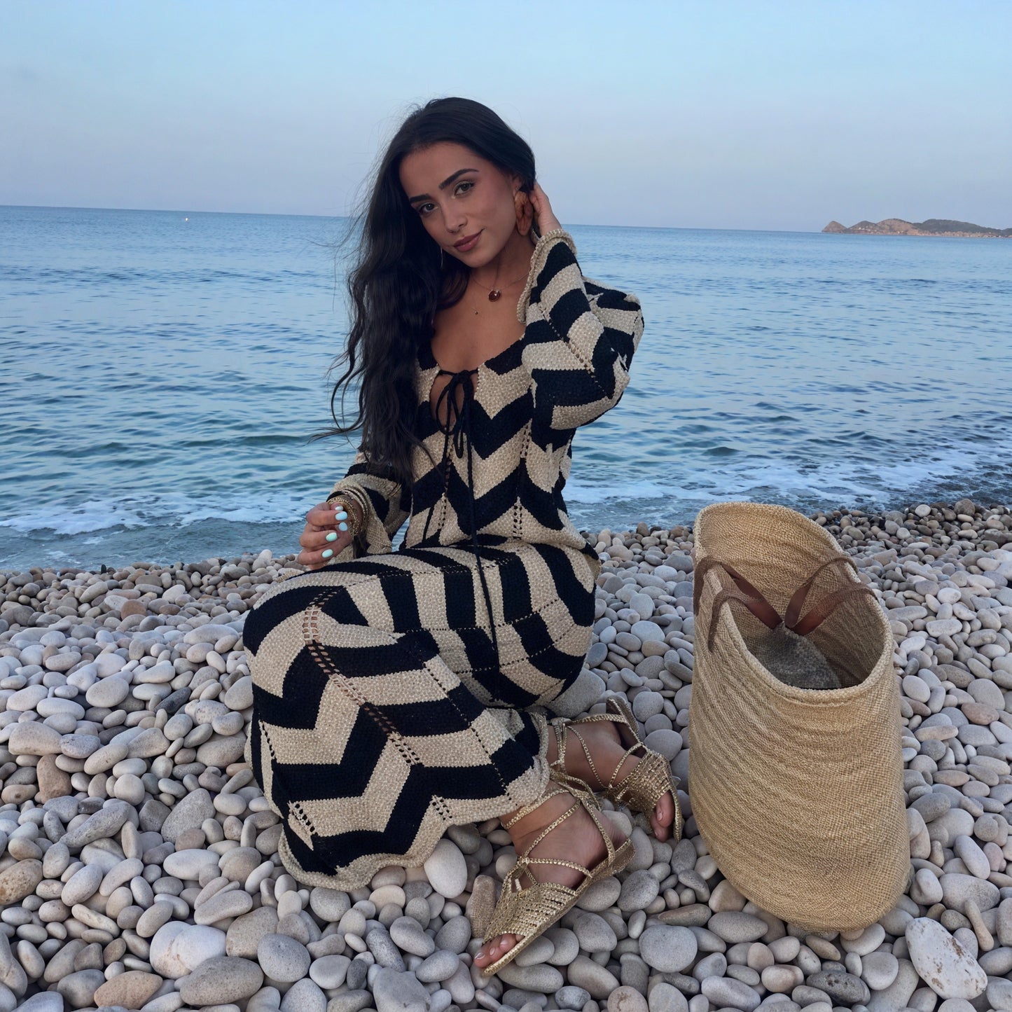 Femme Robe Maille Motif Chevron Manches Longues Moderne-83785-e569d523-10d9-4e10-a44b-ece8f932aba3