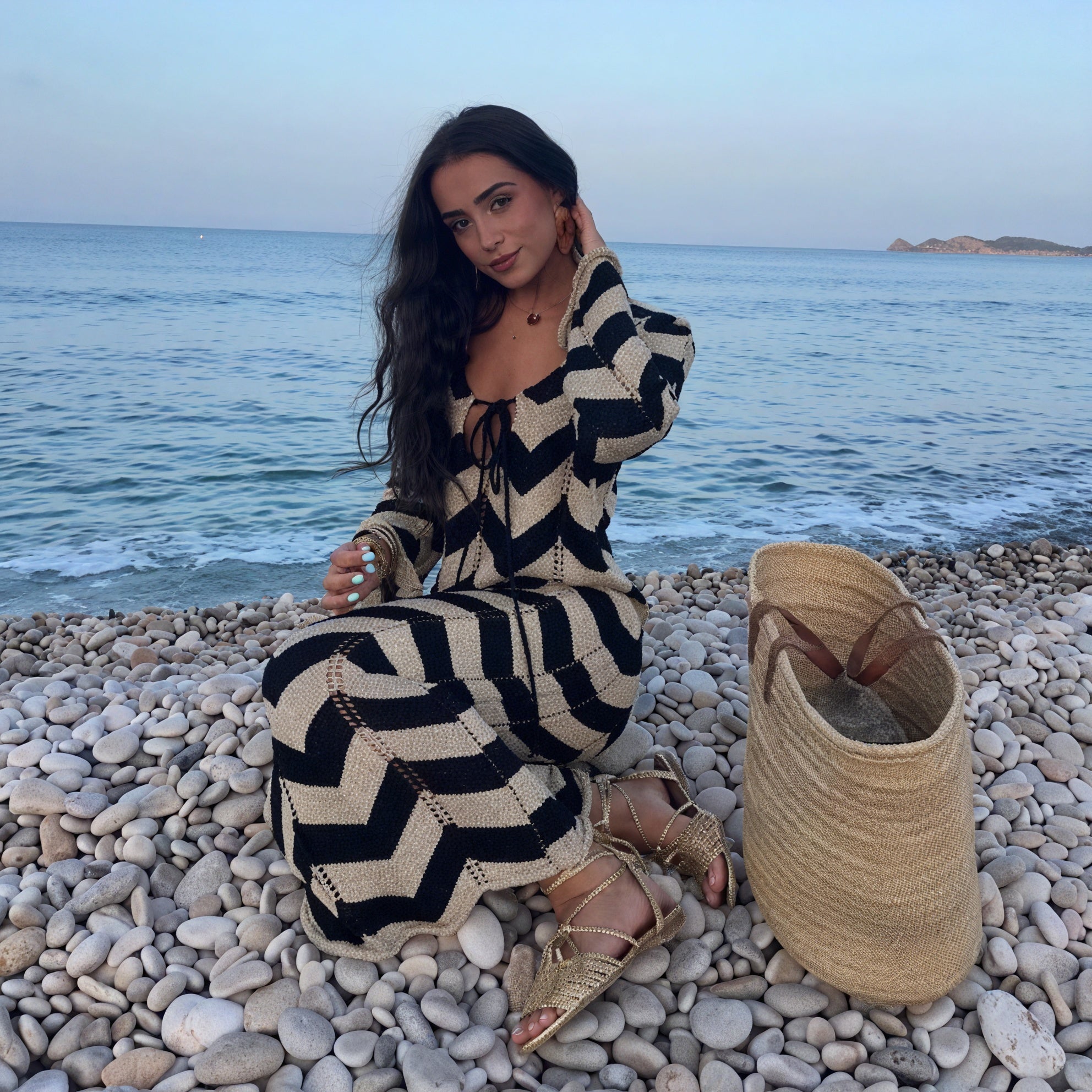 Femme Robe Maille Motif Chevron Manches Longues Moderne-83785-e569d523-10d9-4e10-a44b-ece8f932aba3