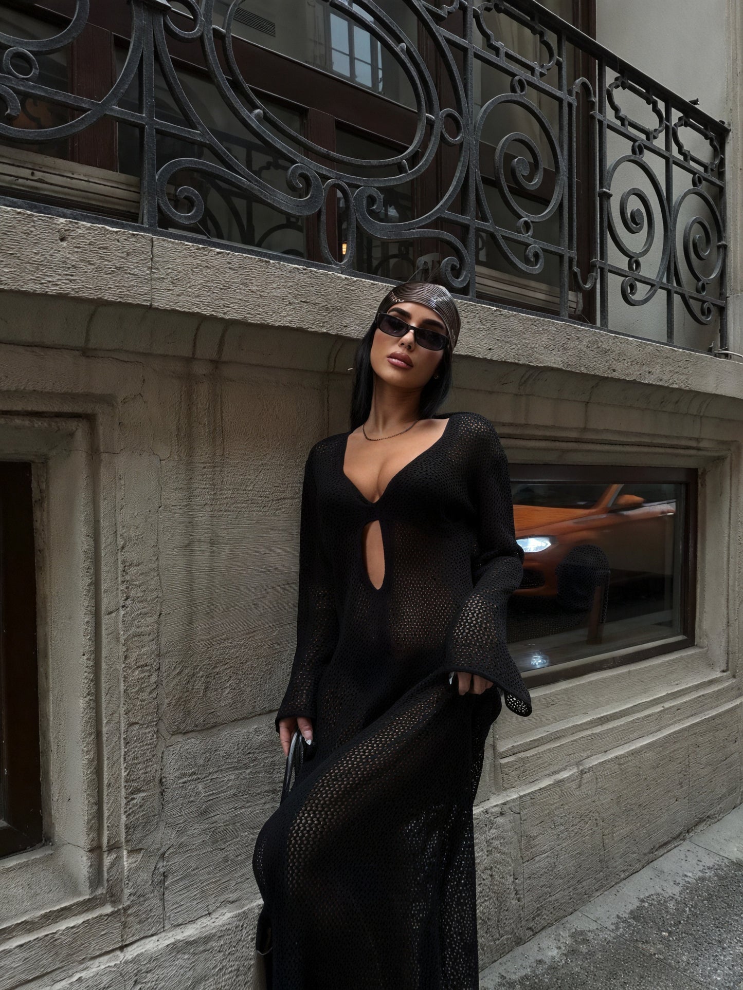 Robe Maxi Femme Maille Transparente Manches Longues Découpes-83803-205a1f35-cc43-4ebf-80c3-3e81617e4e08