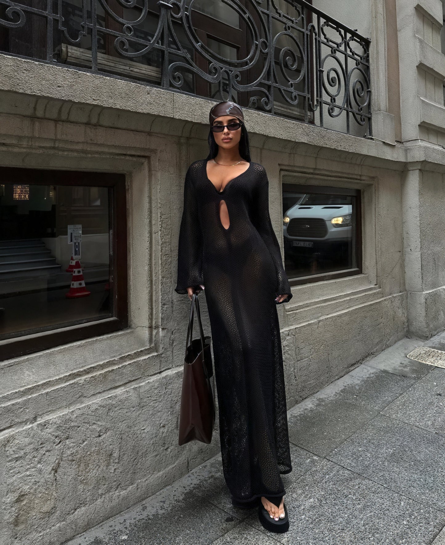 Robe Maxi Femme Maille Transparente Manches Longues Découpes-83803-352f5764-6a23-4789-86b7-2a255c022f80