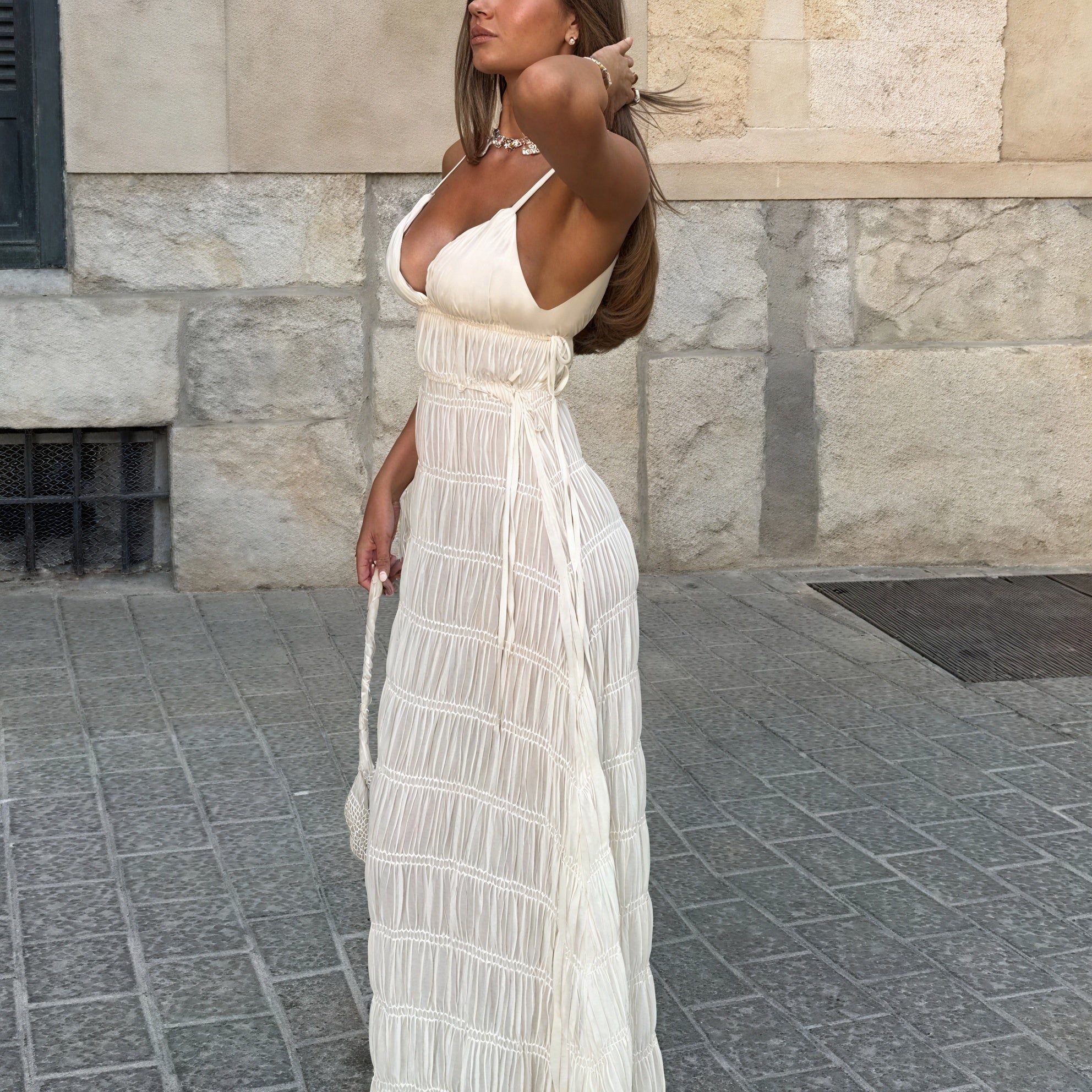 Robe Maxi Femme – Bretelles Fines Plissées Fluide-83811-0a72be21-1bf2-4f2e-99bc-15b6b2695502