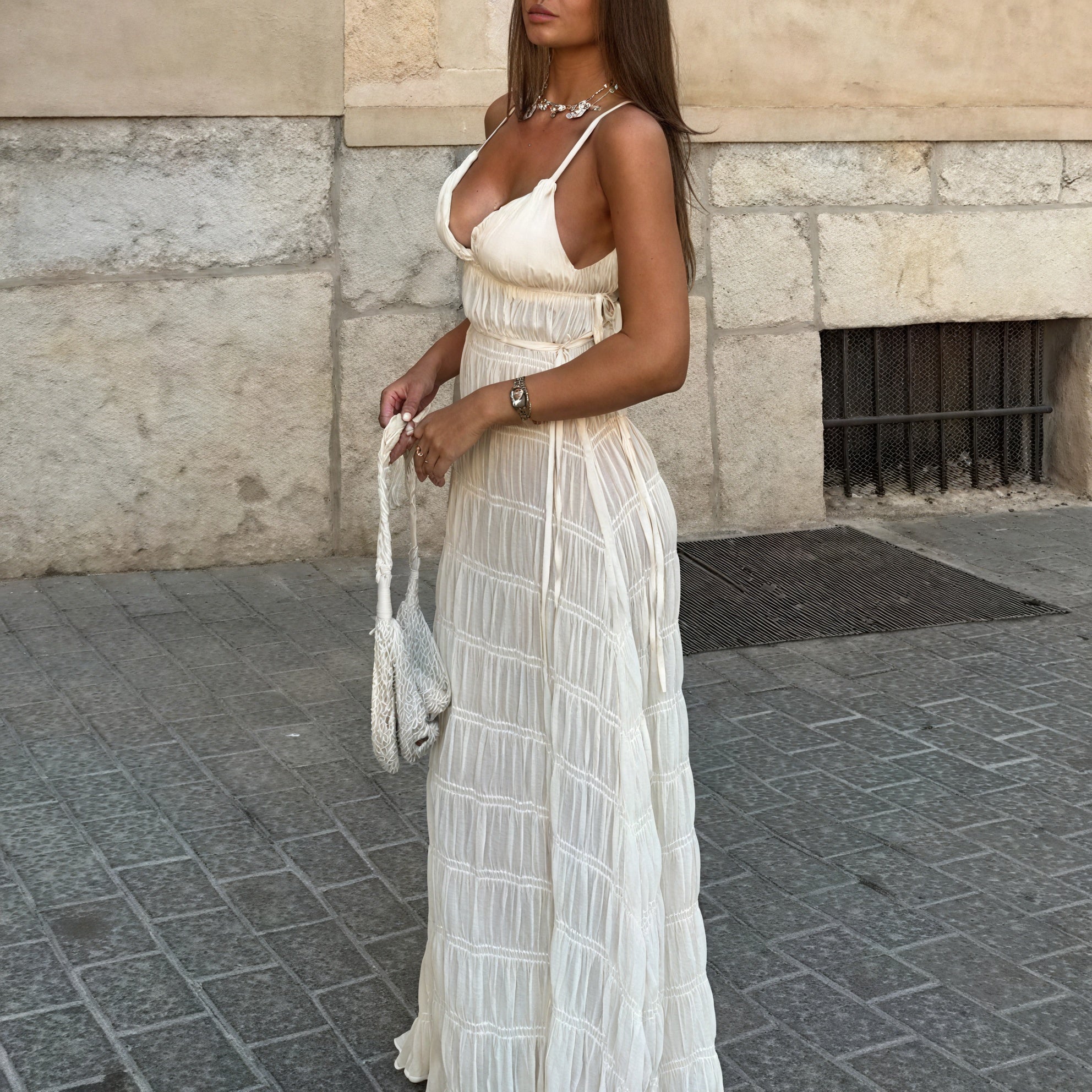 Robe Maxi Femme – Bretelles Fines Plissées Fluide-83811-64a12fdc-6ba1-437d-8064-e21543e86384