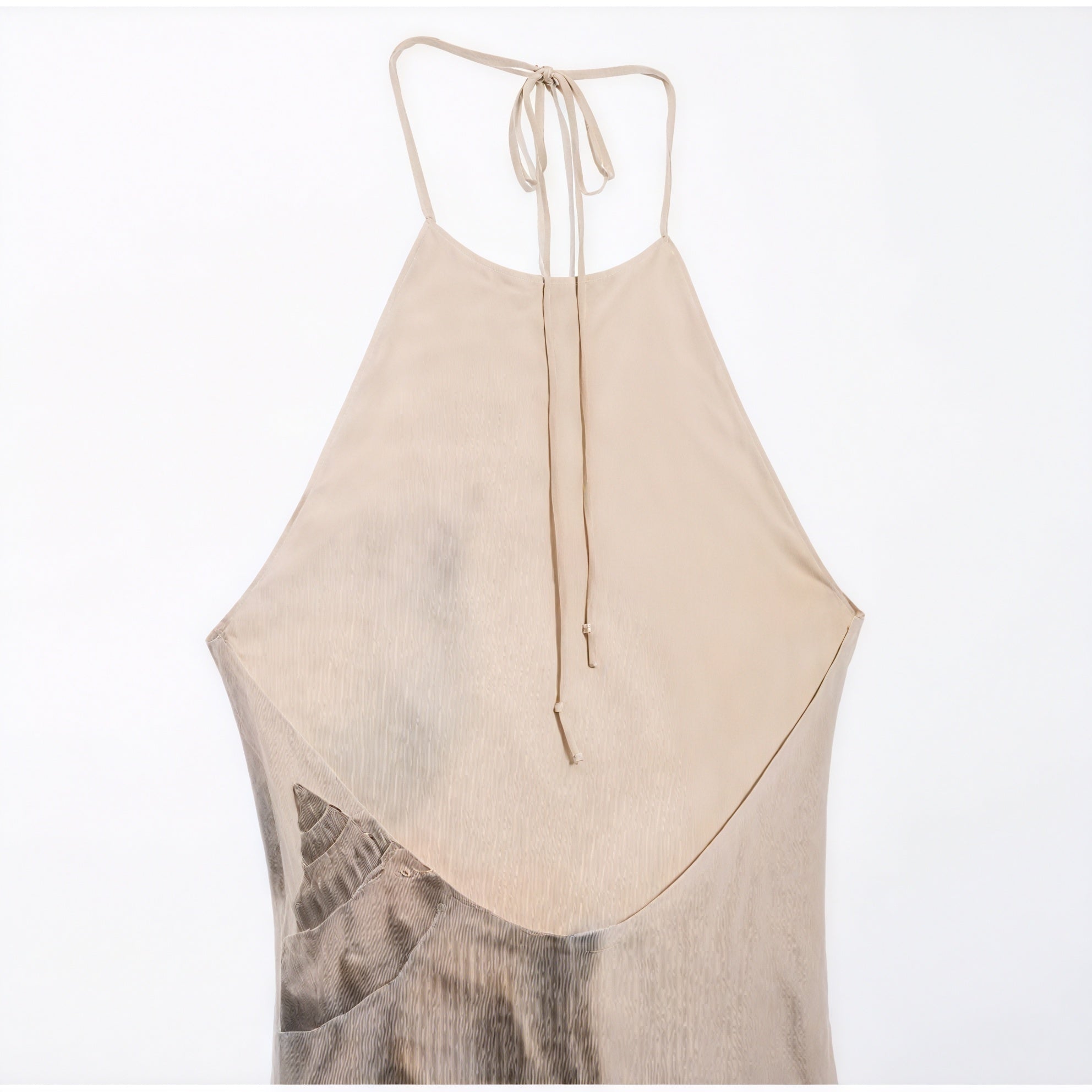 Robe Longue Femme – Col Halter, Imprimé Unique, Tissu Texturé Léger-83816-17241f35-fda6-46ca-8bd4-d260b848ab7b