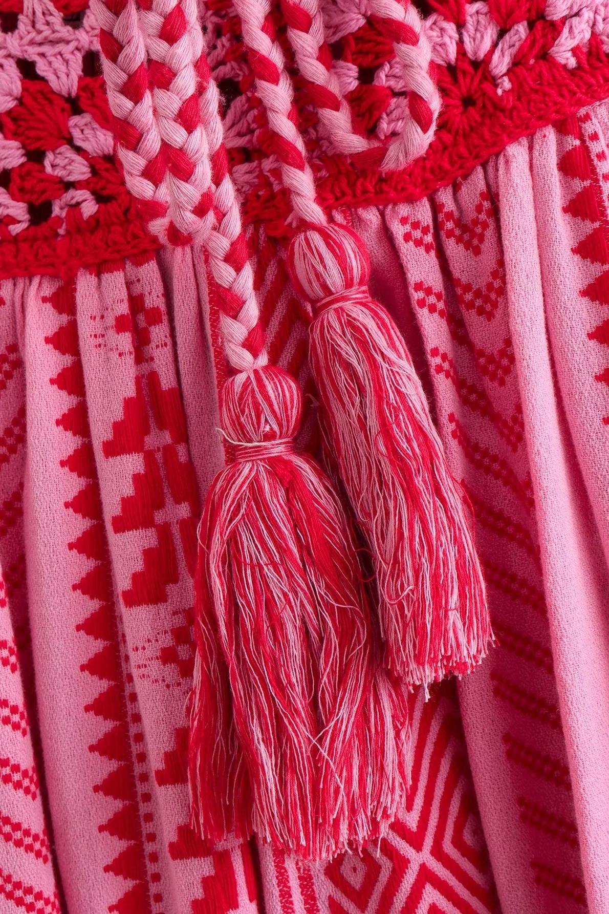 Robe Longue Bohème Bretelles Fines Broderies Motifs-Dresses-Marais Paris-Marais Paris