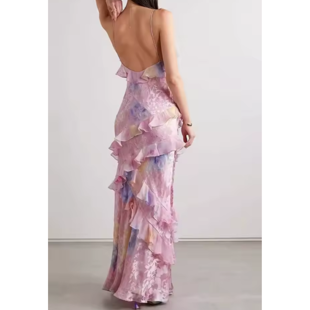 Robe Fluide Sans Manches – Bretelles Fines & Volants