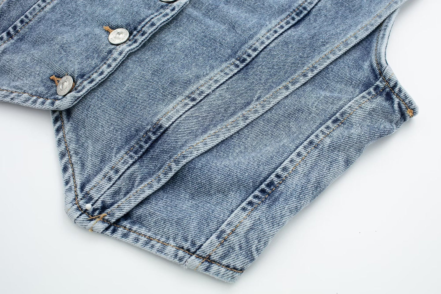 Gilet en Denim Structuré - Coupe Corset, Sans Manches, V-encolure-Shirts & Tops-Marais Paris-Marais Paris