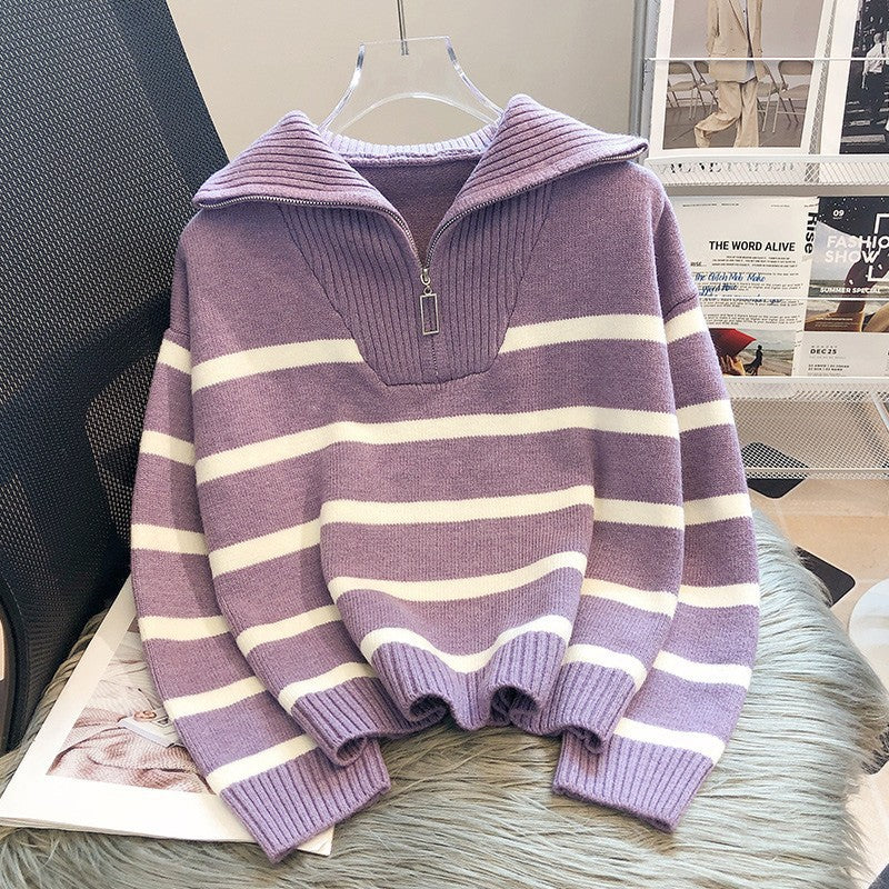 Pull Chic à Col Zippé - Style Casual et Confortable-Sweater-Marais Paris-Violet-Taille Unique-Marais Paris
